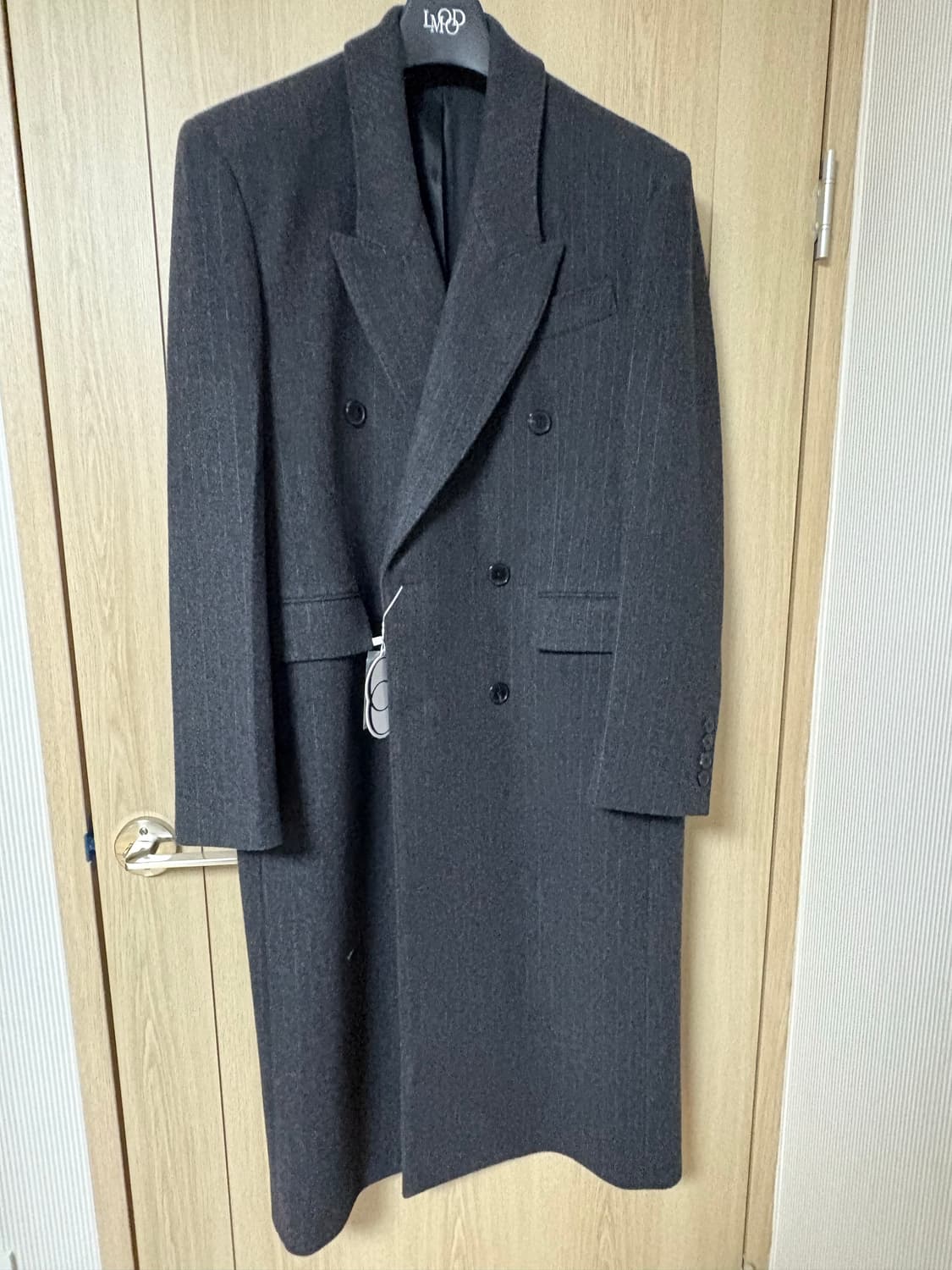 엘무드 발렌티누스 더블 코트 그레이 스트라이프 판매 상품이미지2