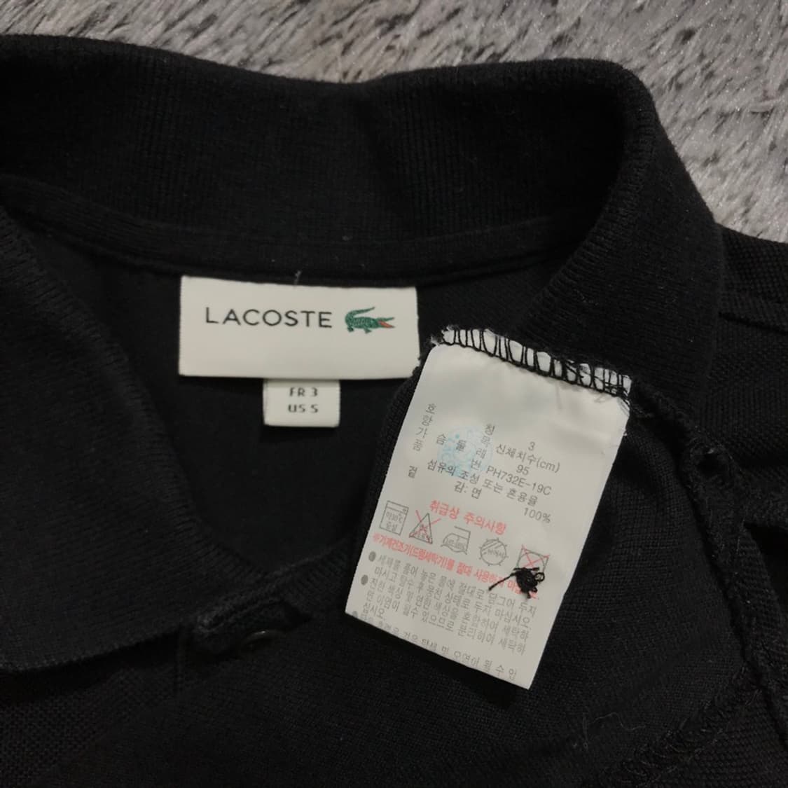 [[3(95)] 라코스테(LACOSTE) 블랙 긴팔 카라티셔츠@224 상품이미지4