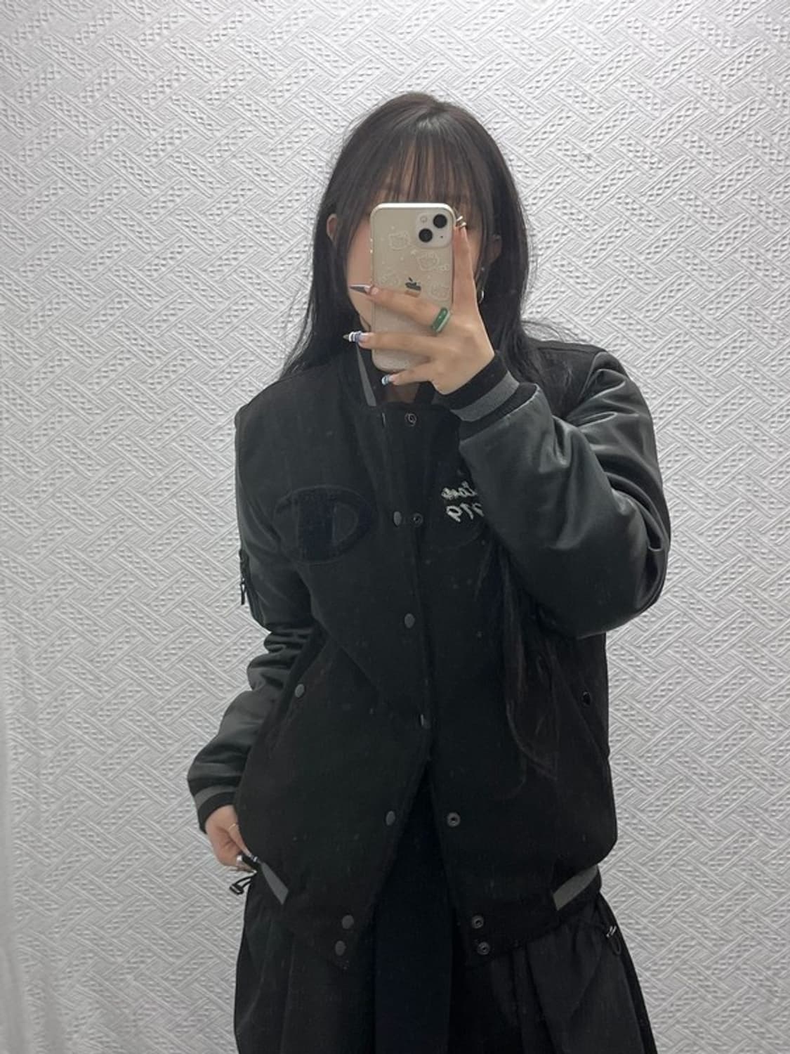 챔피온 빅로고 레더 오버핏 누빔 스타디움 바시티 자켓 M C07825 상품이미지2