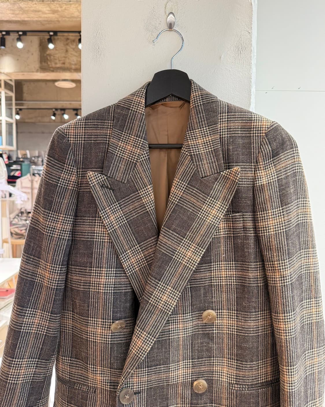 아크네 스튜디오 브라운 체크 더블 브레스티드 블레이저 자켓  상품이미지3