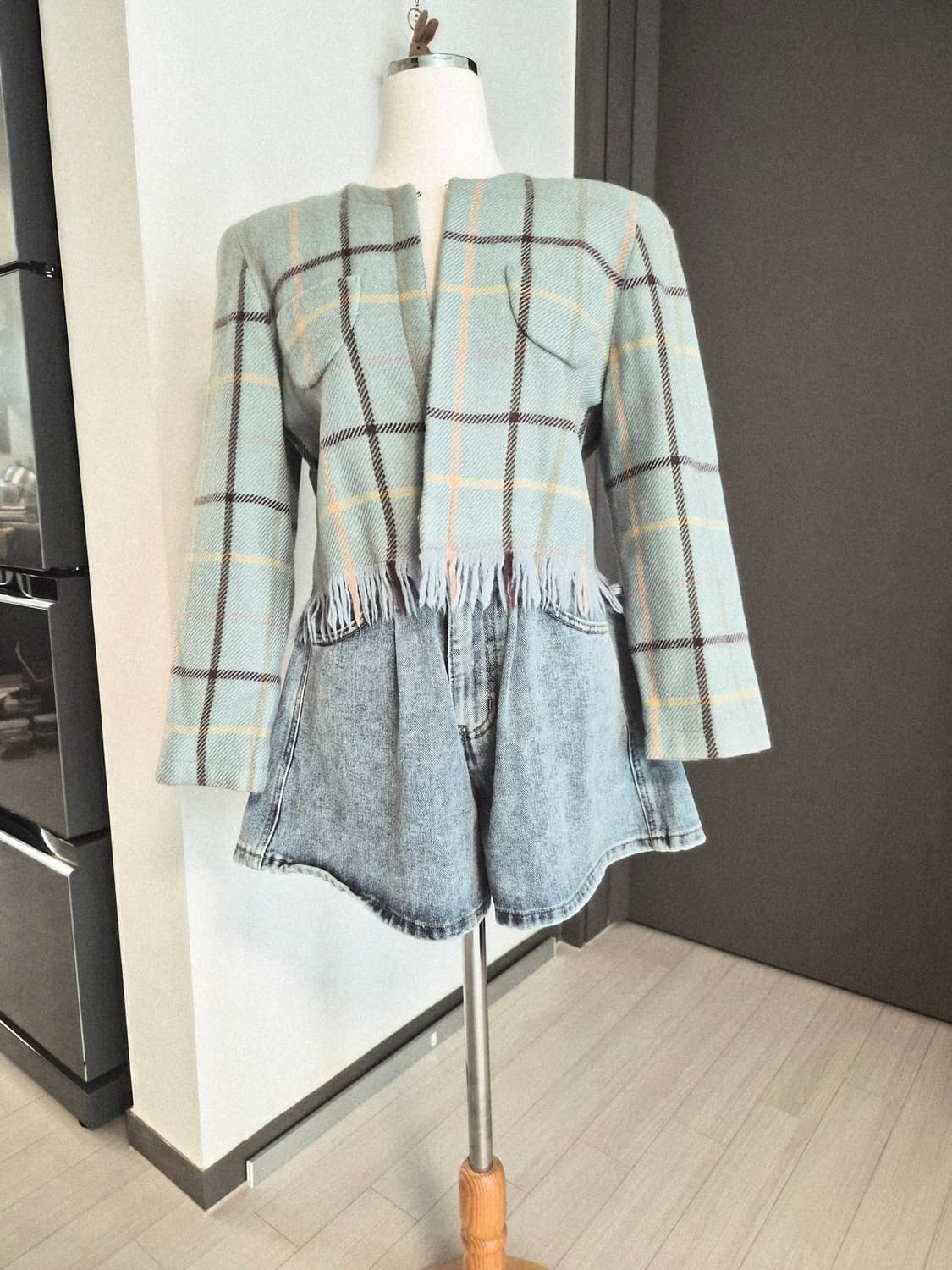 Ink In 빈티지 체크 프릴 자켓 & 데님 세트 (감성룩 추천) 상품이미지2