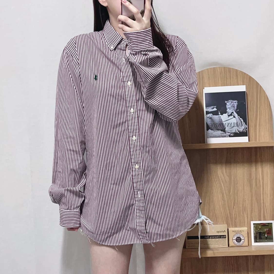 [정품] 폴로 플럼 / 그린포니 스트라이프 셔츠 [ M ] 상품이미지3