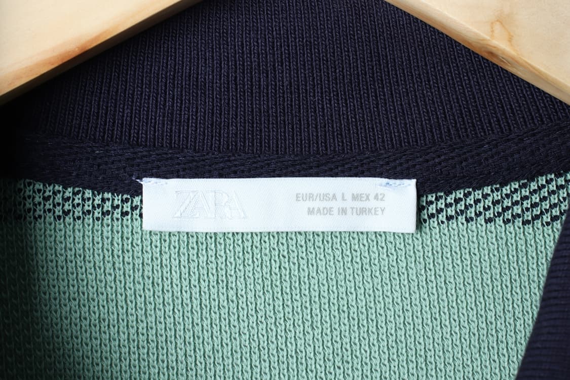 (L-XL) 자라 반팔 카라 티셔츠 반집업 스트라이프 네이비-H31674 상품이미지5