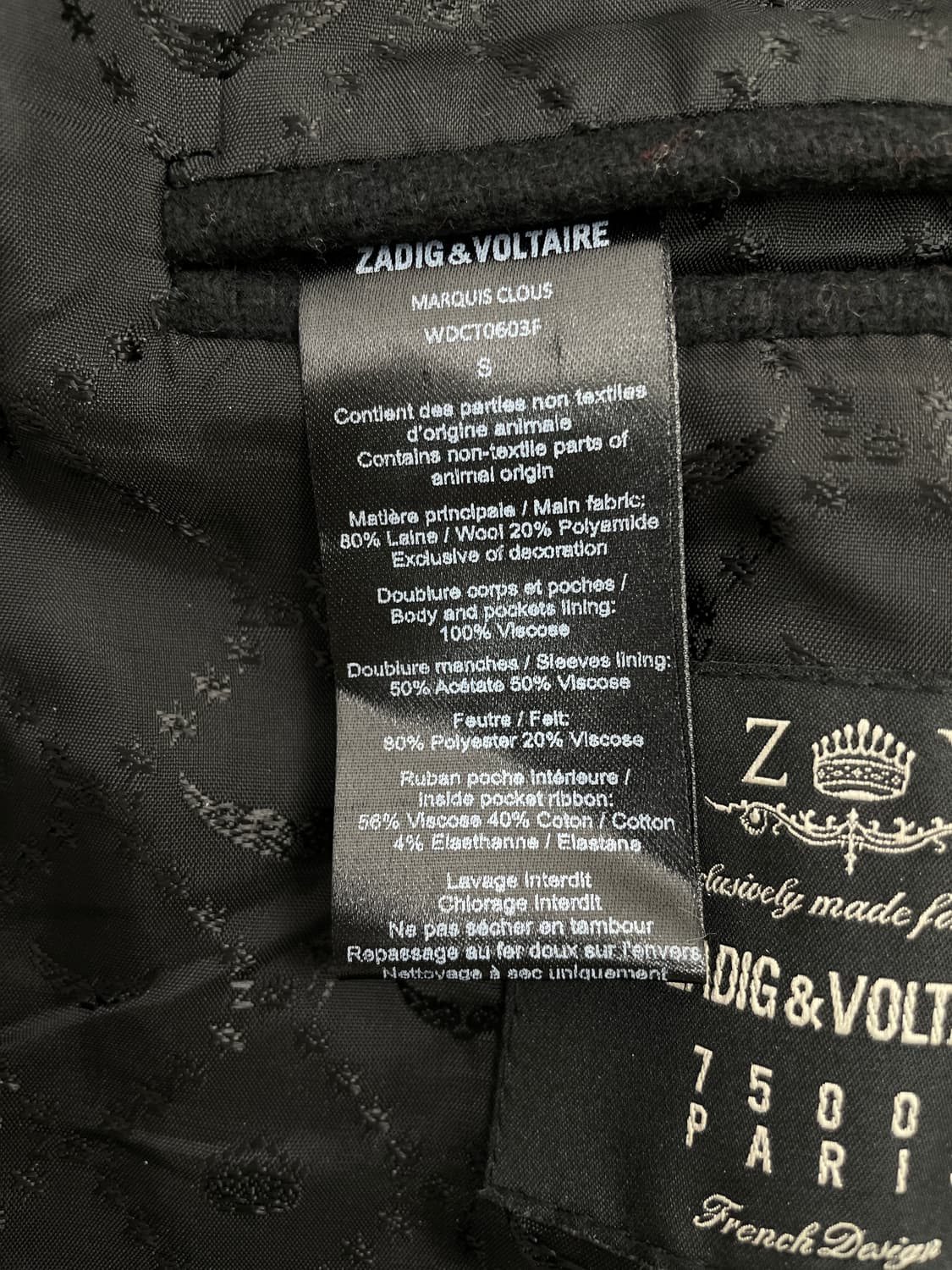 쟈딕앤볼테르(Zadig & Voltaire) 마르퀴스 스터드 울 코트 상품이미지8