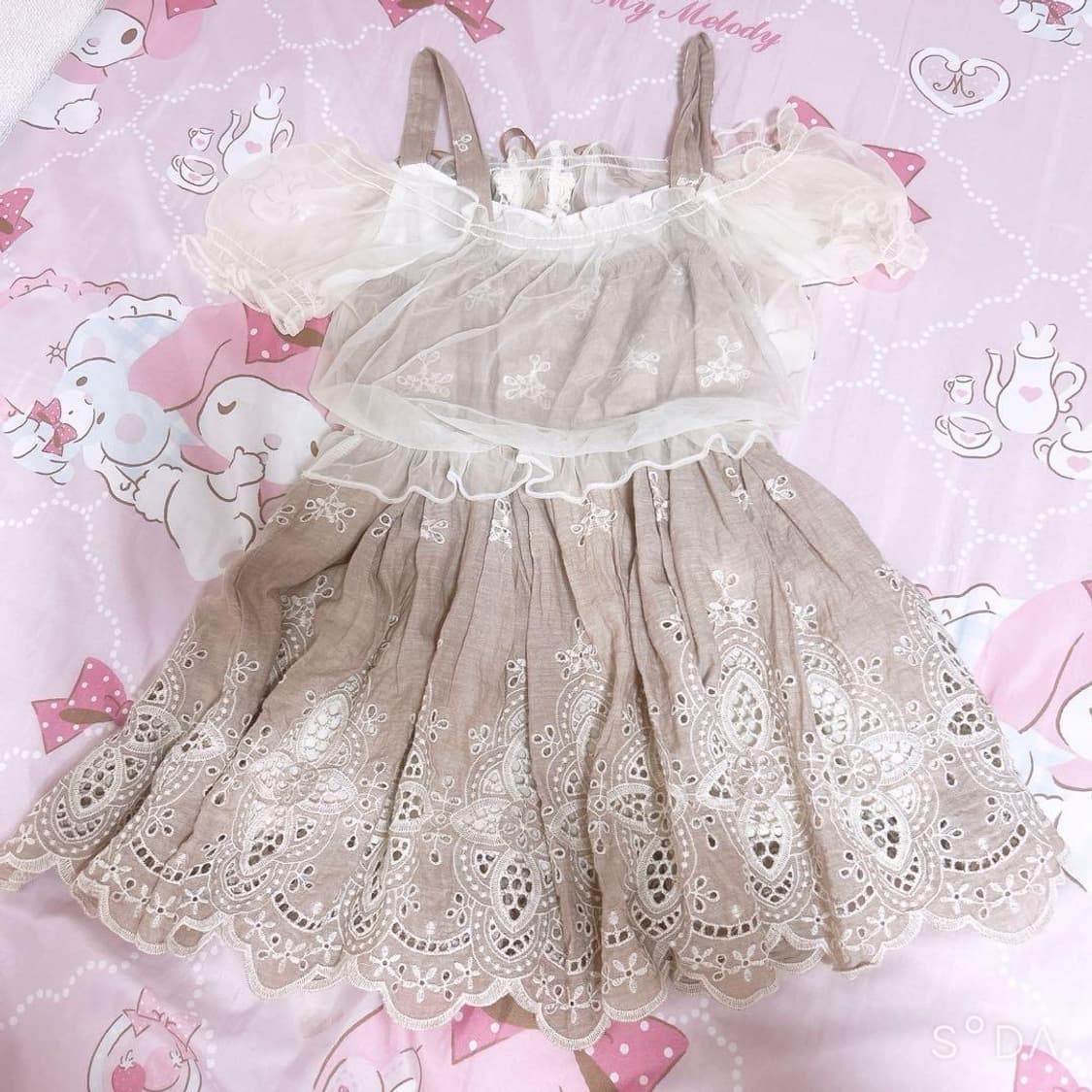 리즈리사 펀칭 원피스 라떼갸루 히메갸루 빈티지 모리걸 상품이미지2