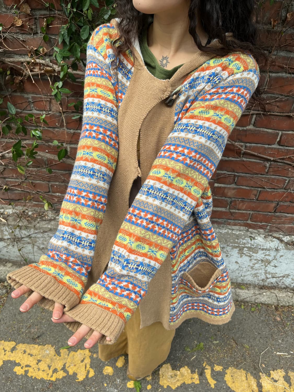 히피패턴 니트 후드 가디건 상품이미지4