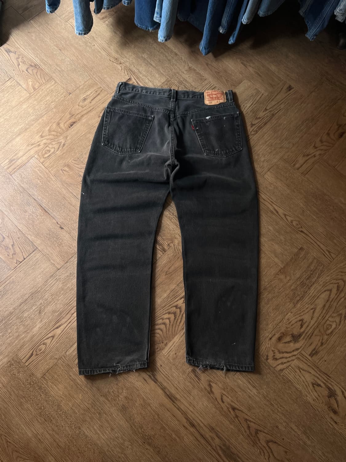 [36]00's 리바이스 505 블랭크탭 빈티지 페인팅 흑청 데님 팬츠 상품이미지2