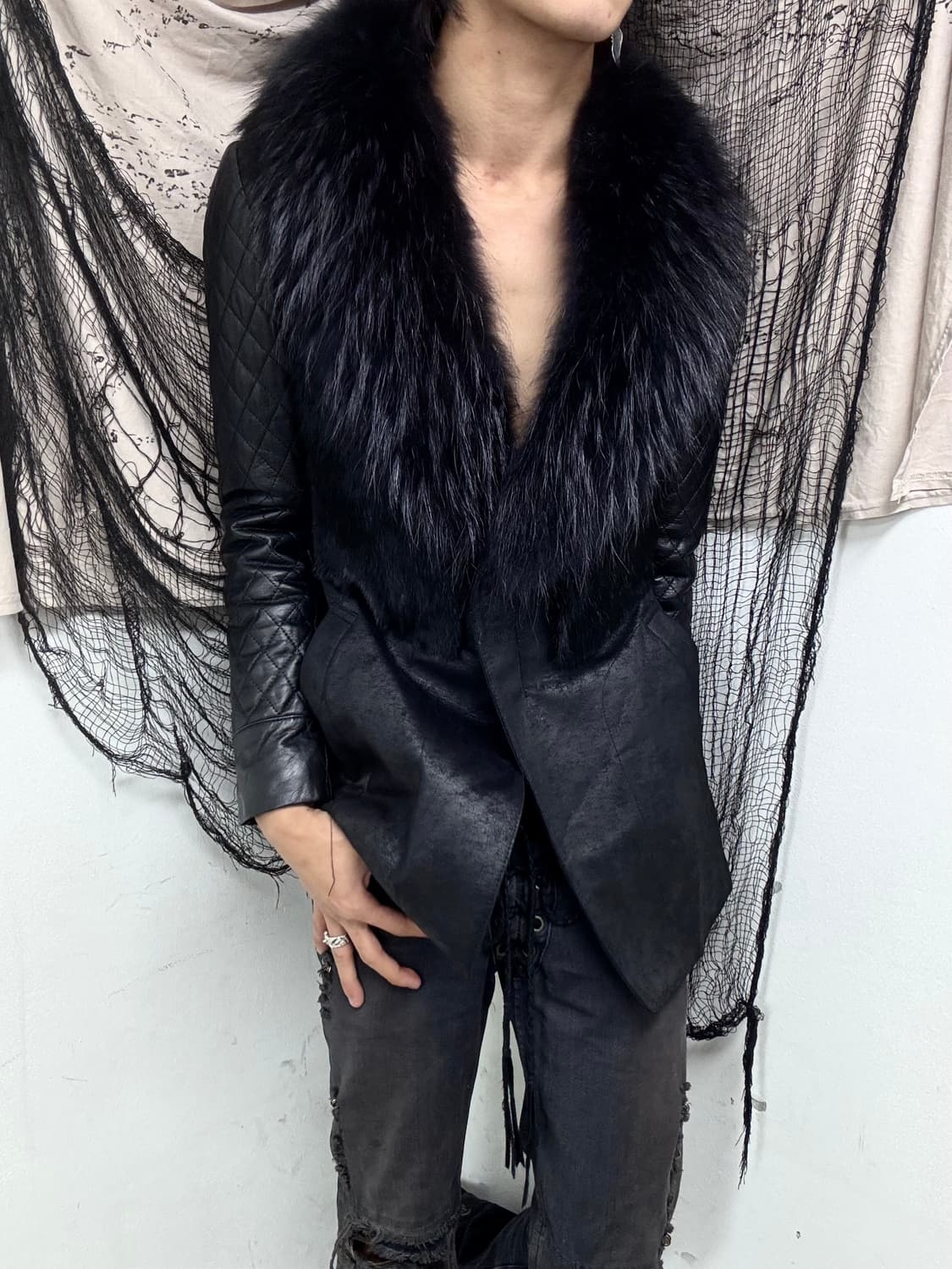 [VKEI]Raccoon Fur Trimming Shadow Washed 상품이미지3