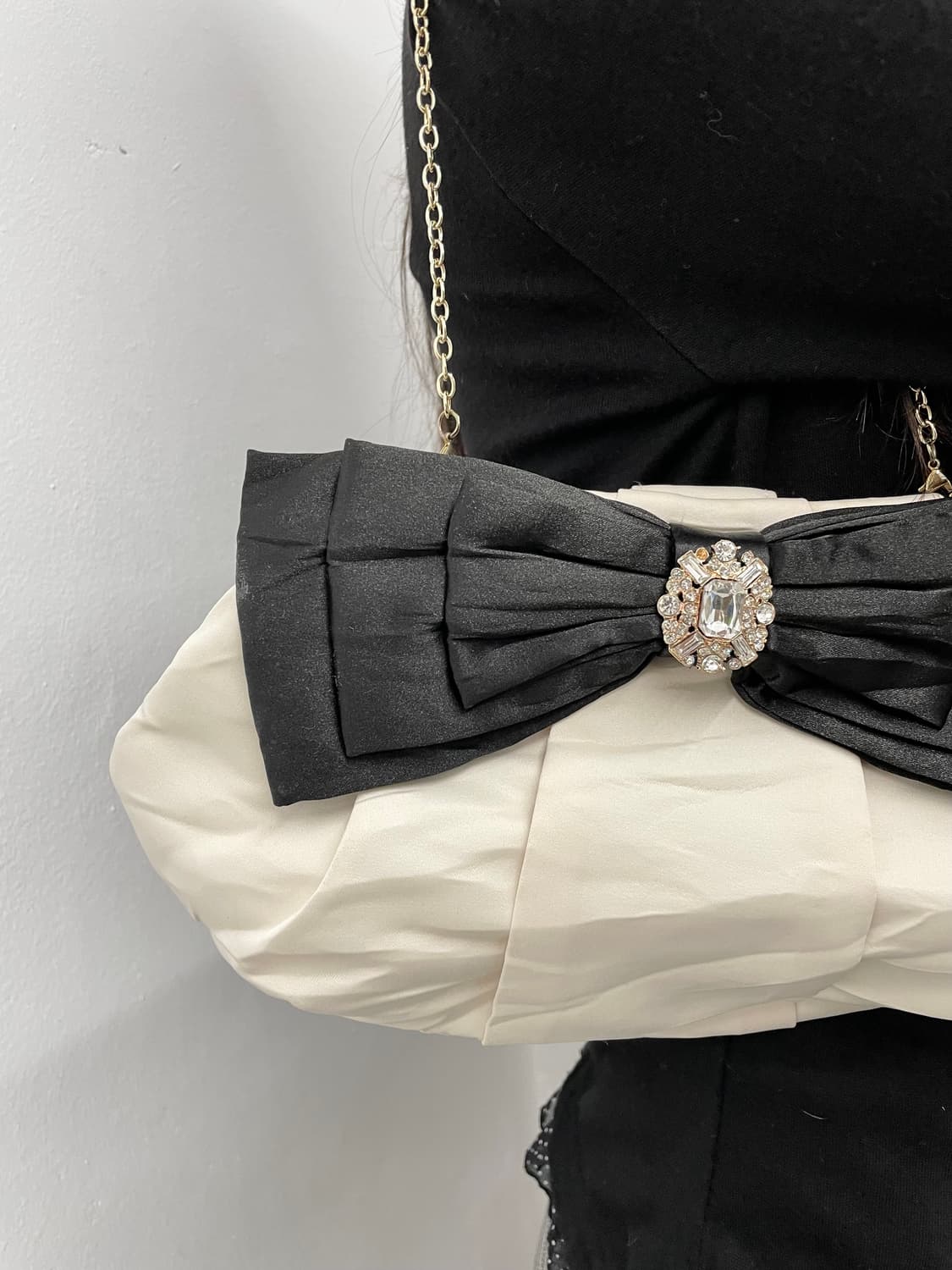 갸루 새틴 리본 큐빅백 상품이미지3