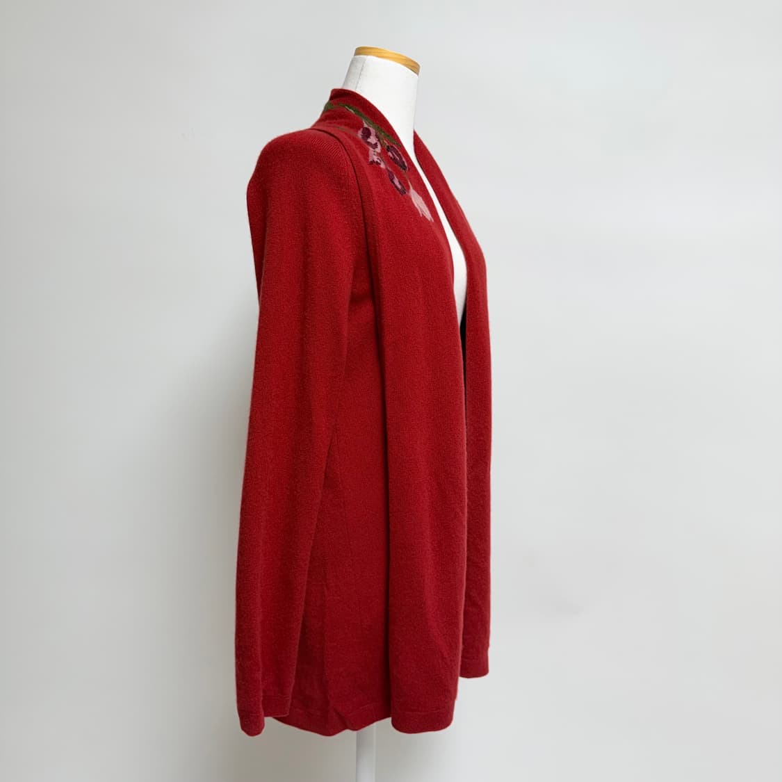 [캐시미어 100%] 플라워 자수 레드 롱 가디건 42 상품이미지2