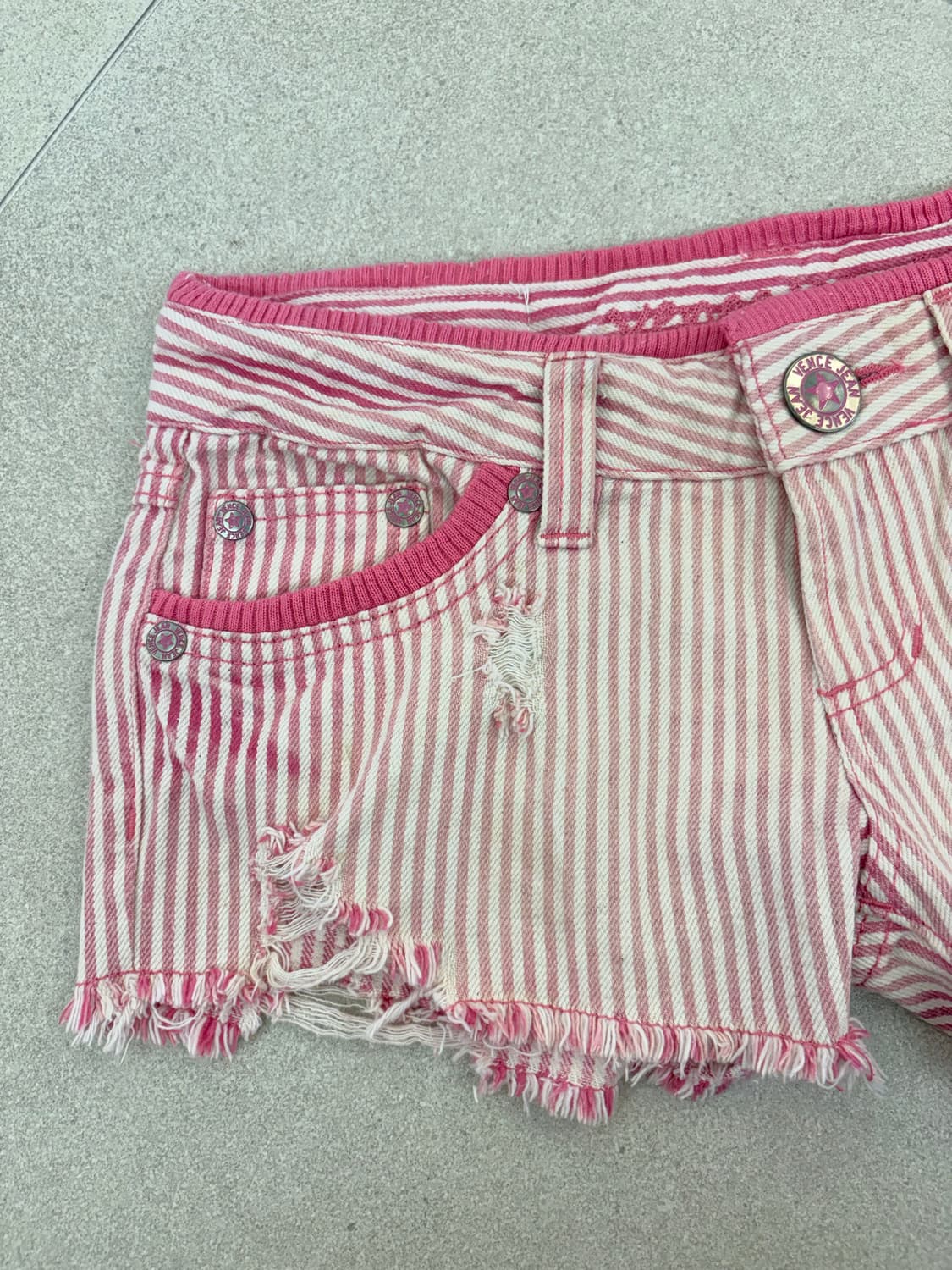 핑크 스트라이프 데미지 숏츠 상품이미지2