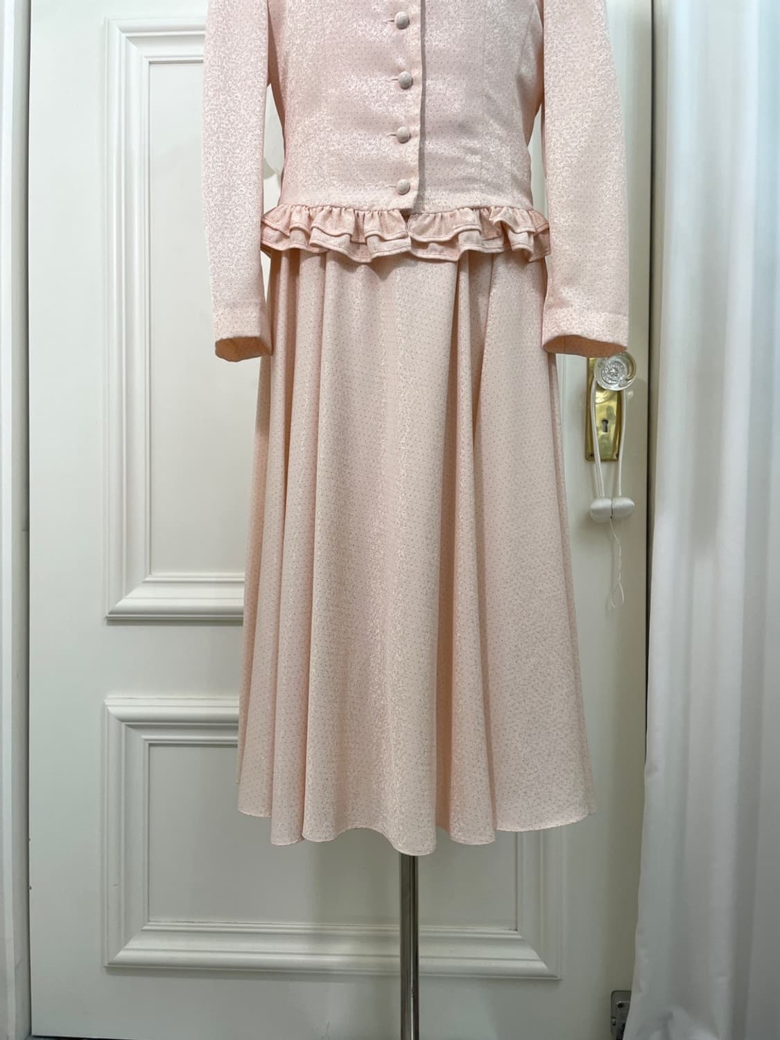 coral pink silver dot ruffle jacket opc 상품이미지7