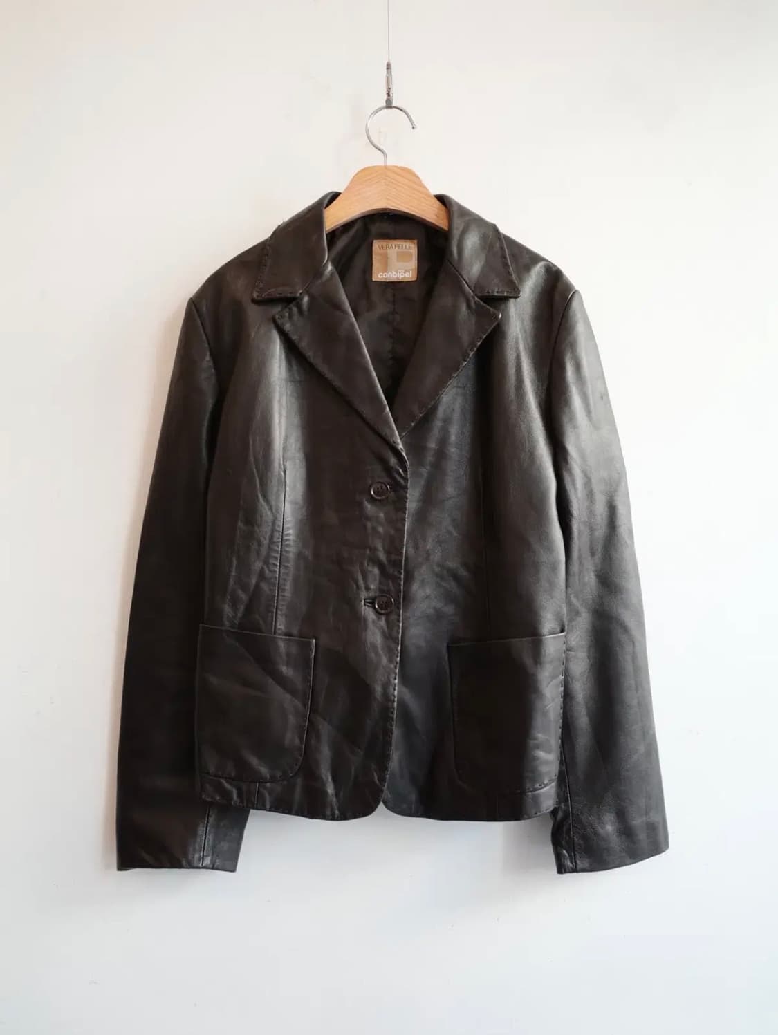 Conbipel 여성 블랙 가죽 자켓 상품이미지1