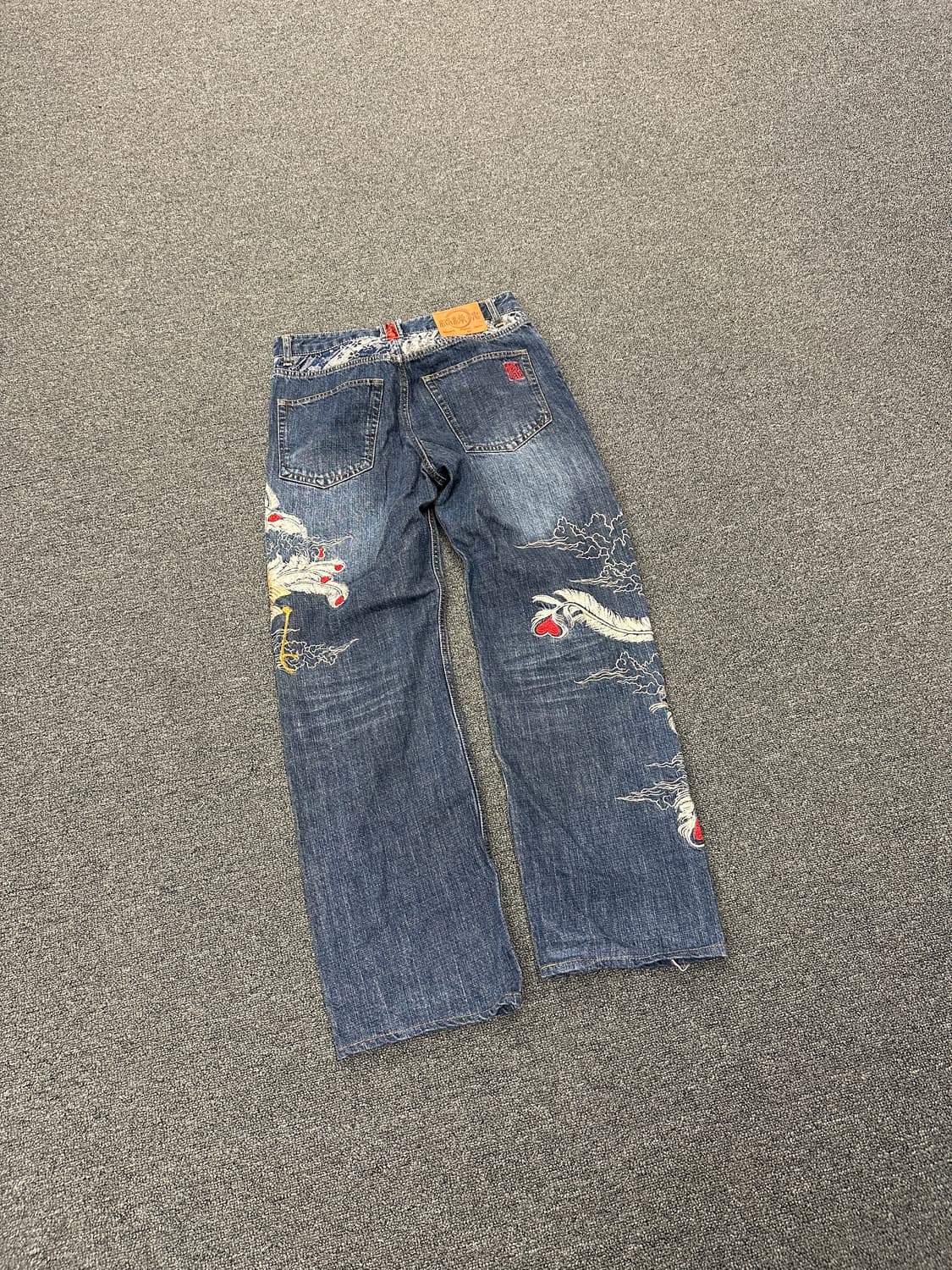 32) 카라쿠리 타마시 봉황 자수 오리엔탈 데님팬츠 상품이미지9