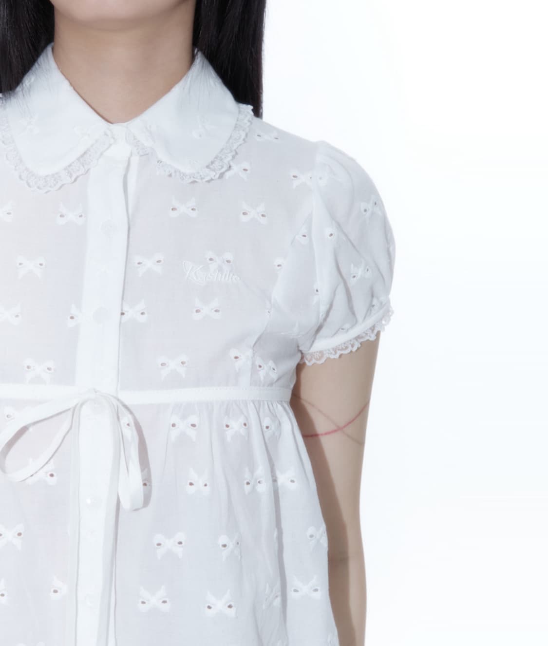 카시코 블라우스 Puff Sleeve Lace Shirt White 상품이미지2