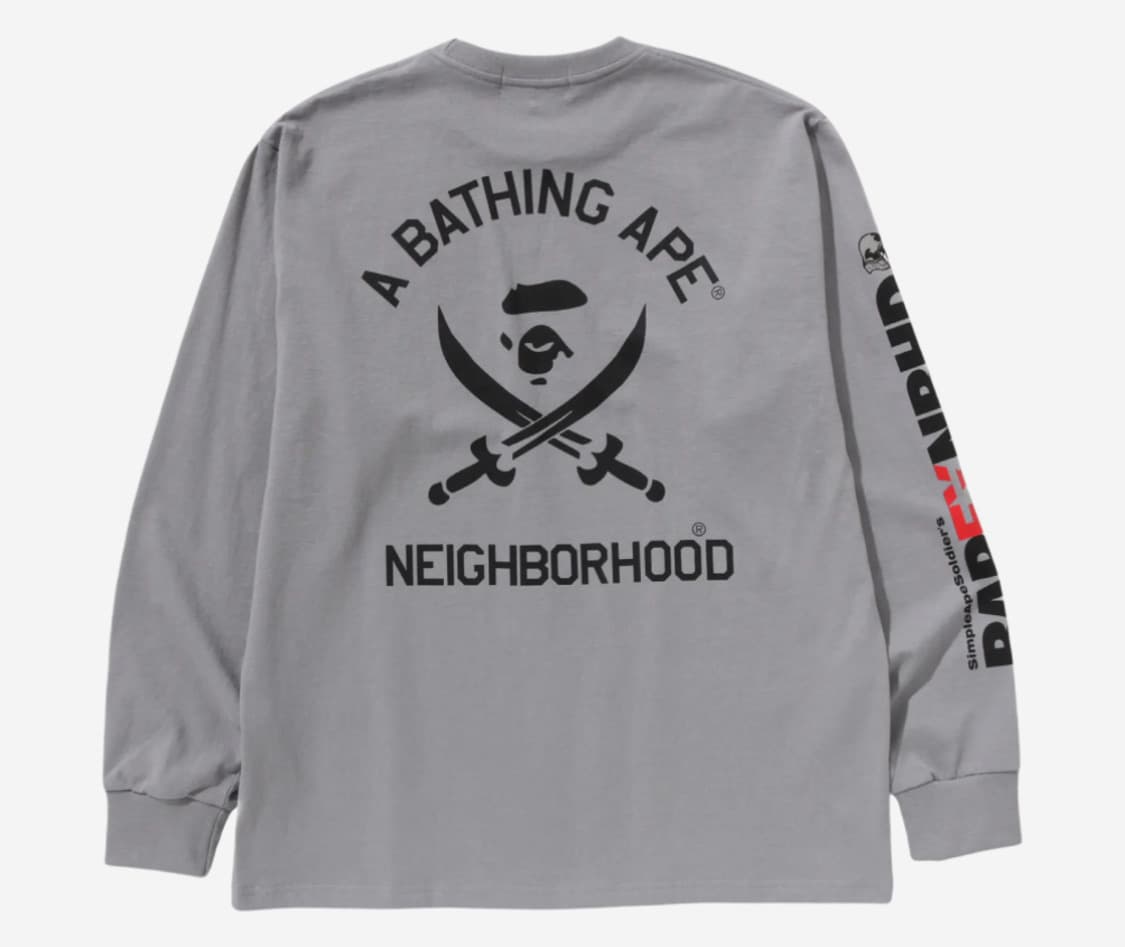 [2XL] 네이버후드x베이프 롱슬리브 그레이 상품이미지3