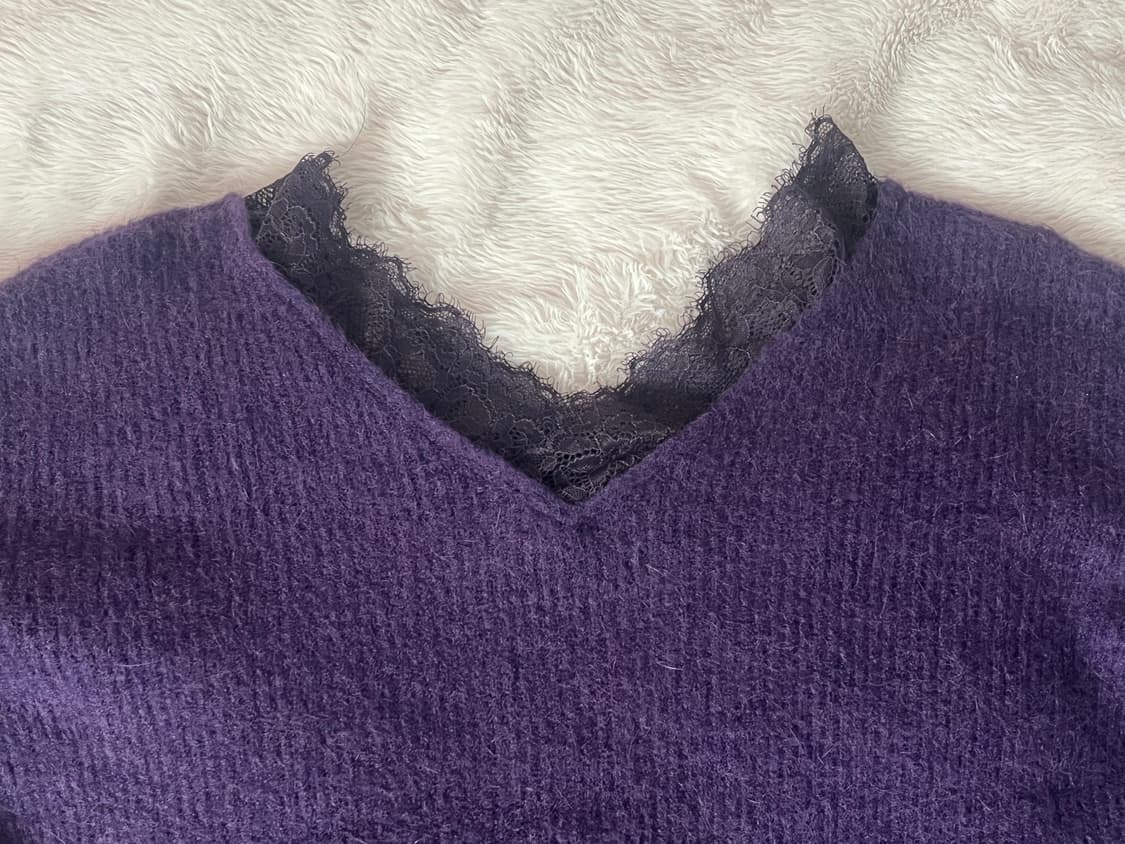 에이블리 미뮤즈씨 코제트 lace knit 레이스 니트 퍼플 상품이미지4