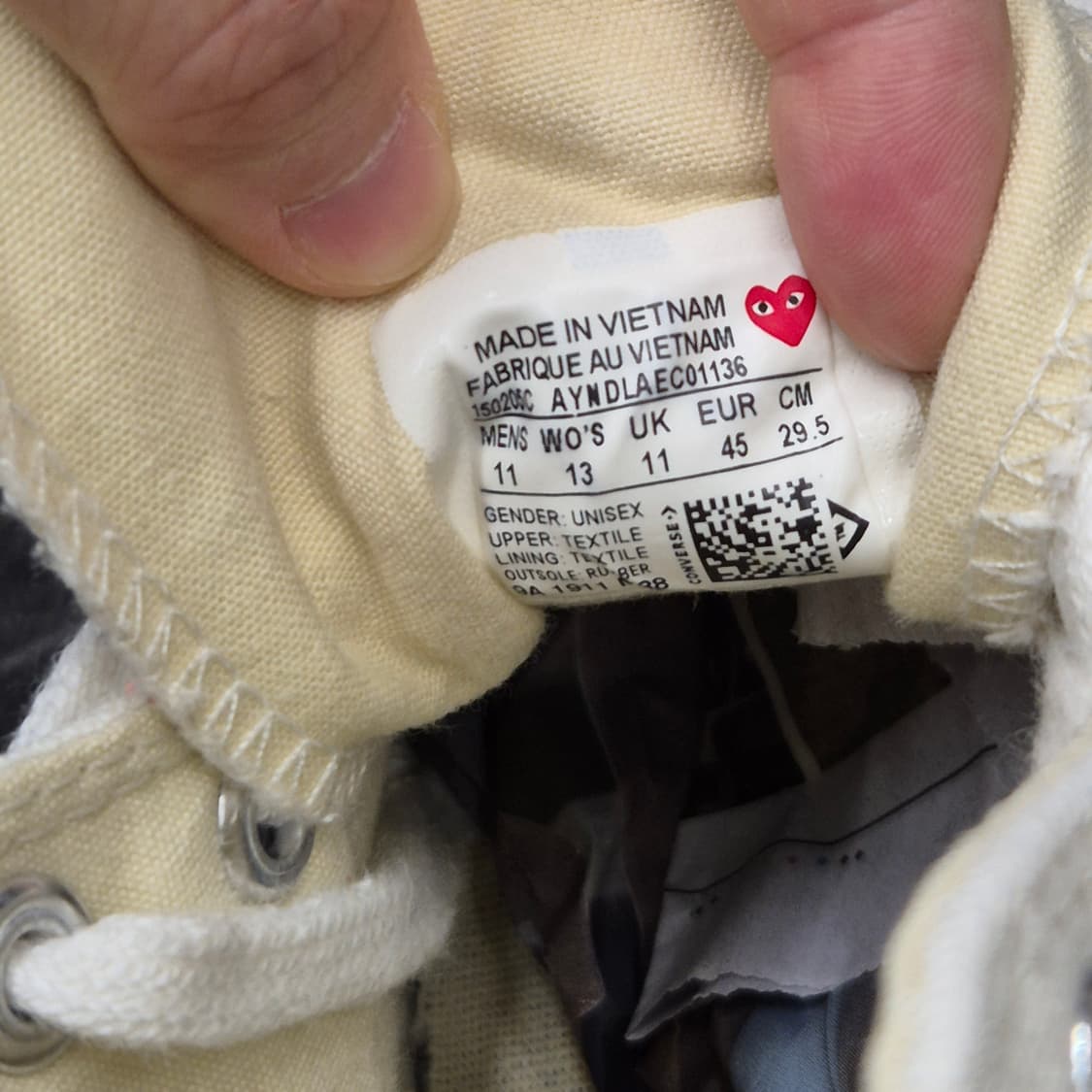 꼼데가르송 컨버스 하이 아이보리 295 상품이미지6