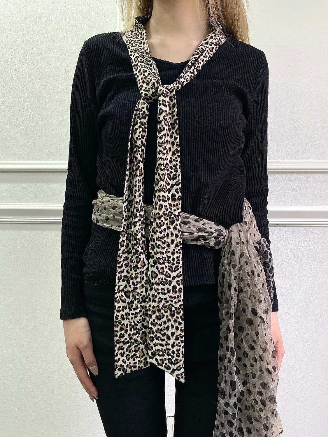 Leopard Detail Black Sleeve 상품이미지2