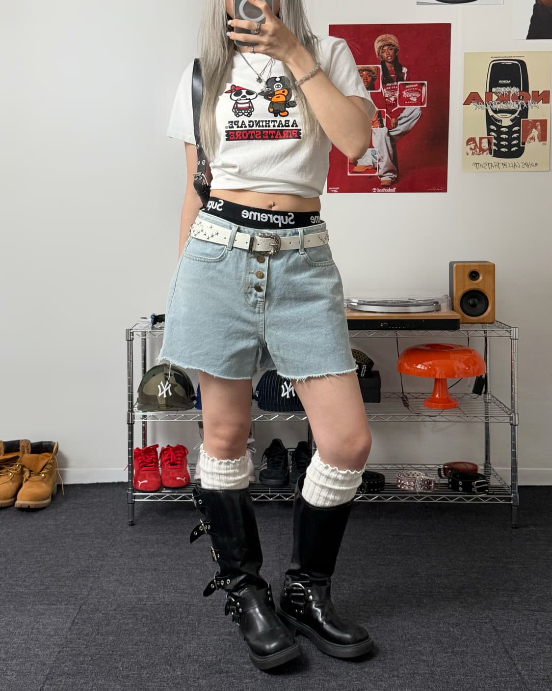 Vintage 연청 데님 숏팬츠 상품이미지3