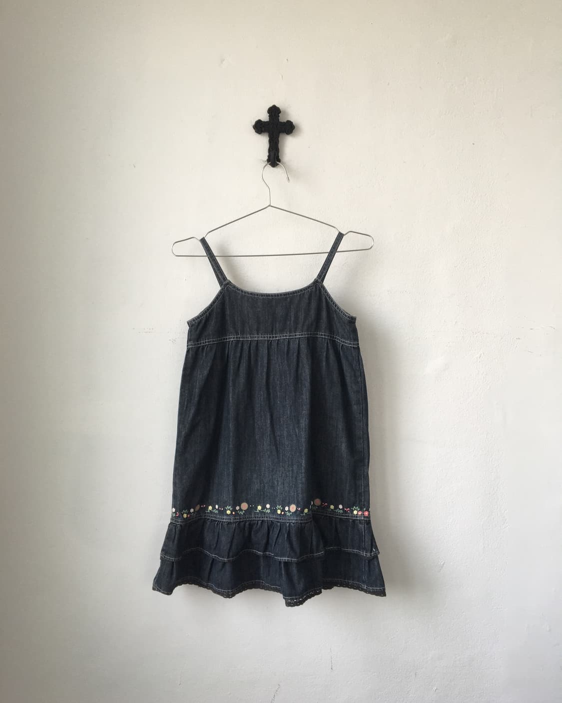 Embroidery point denim sleeveless one pi 상품이미지3
