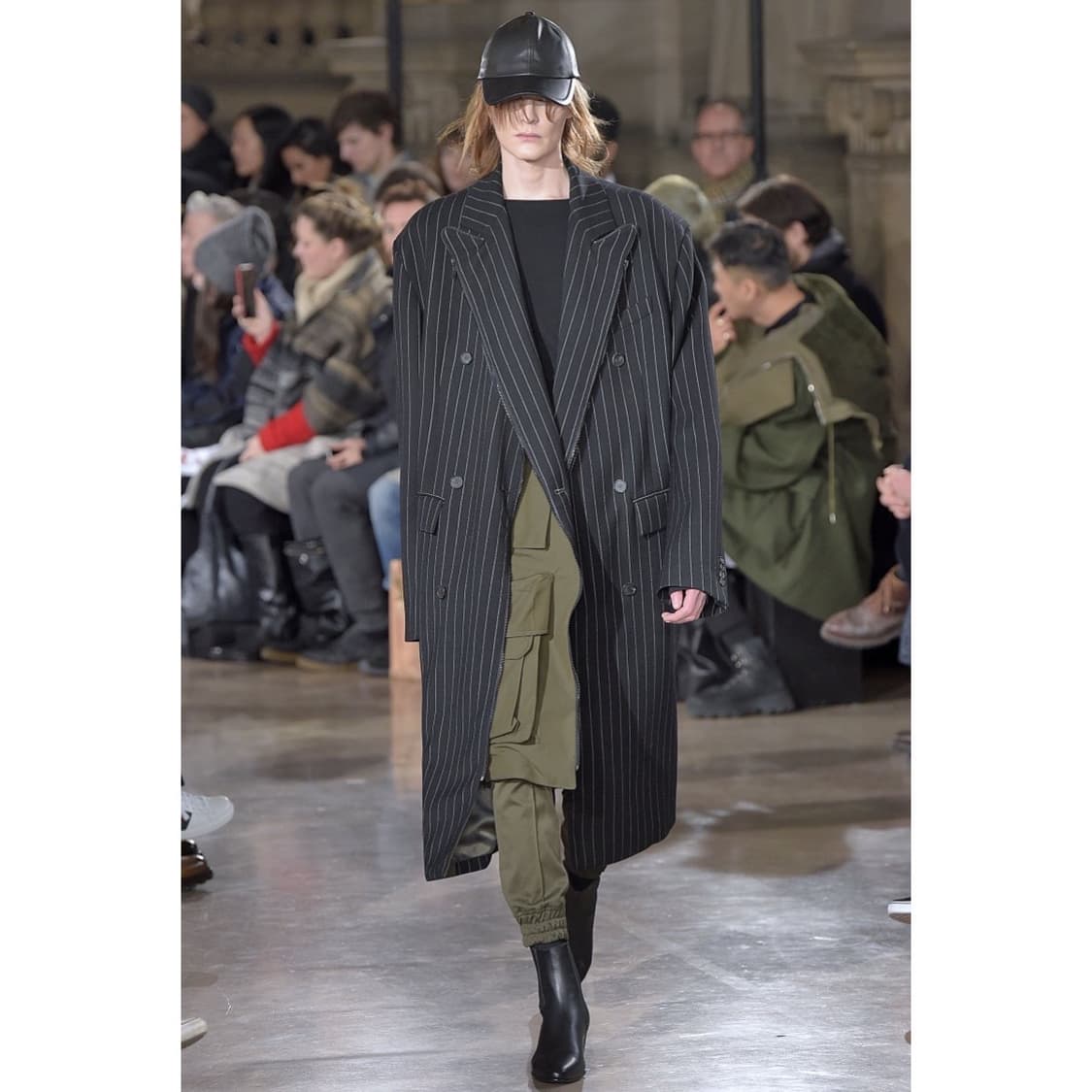 준지 핀 스트라이프 유틸리티 라이너 더블 브레스티드 롱코트 상품이미지2