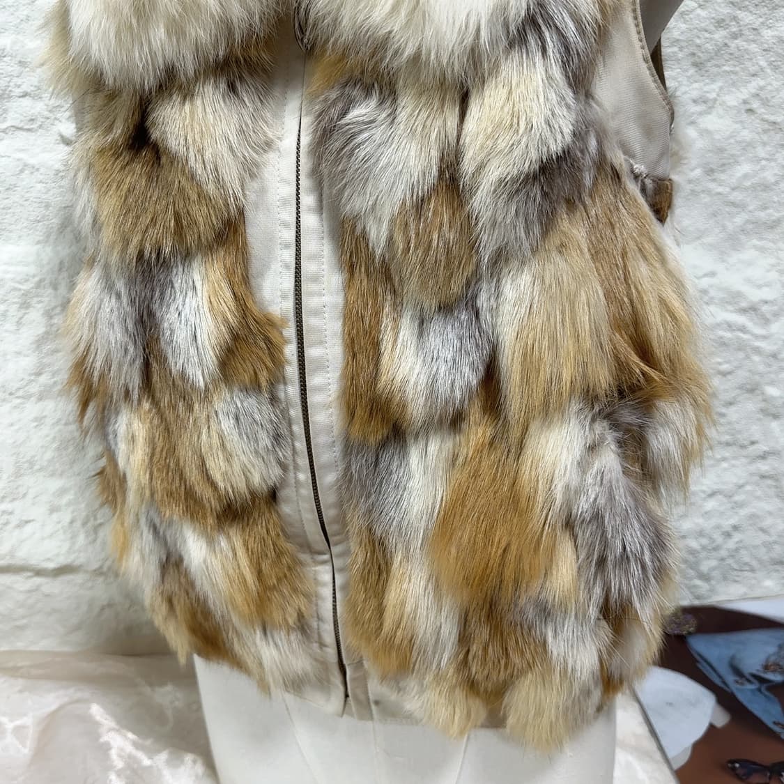 빈티지 붉은 여우털 원색 조끼베스트 상품이미지5