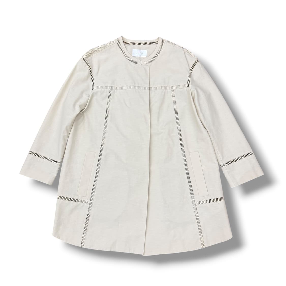 SJSJ 크림 논카라 트렌치자켓 상품이미지3