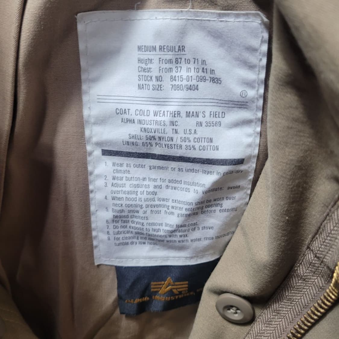 미 알파인더스트리 m65 야상 상품이미지7