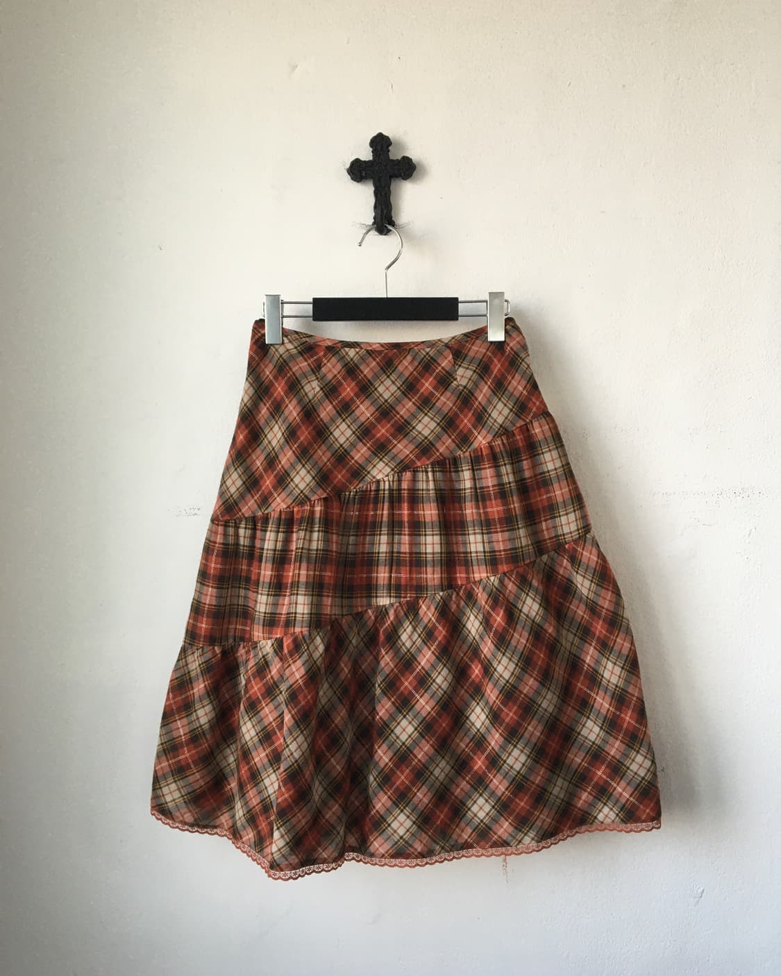 Check pattern patch layer skirt 상품이미지1