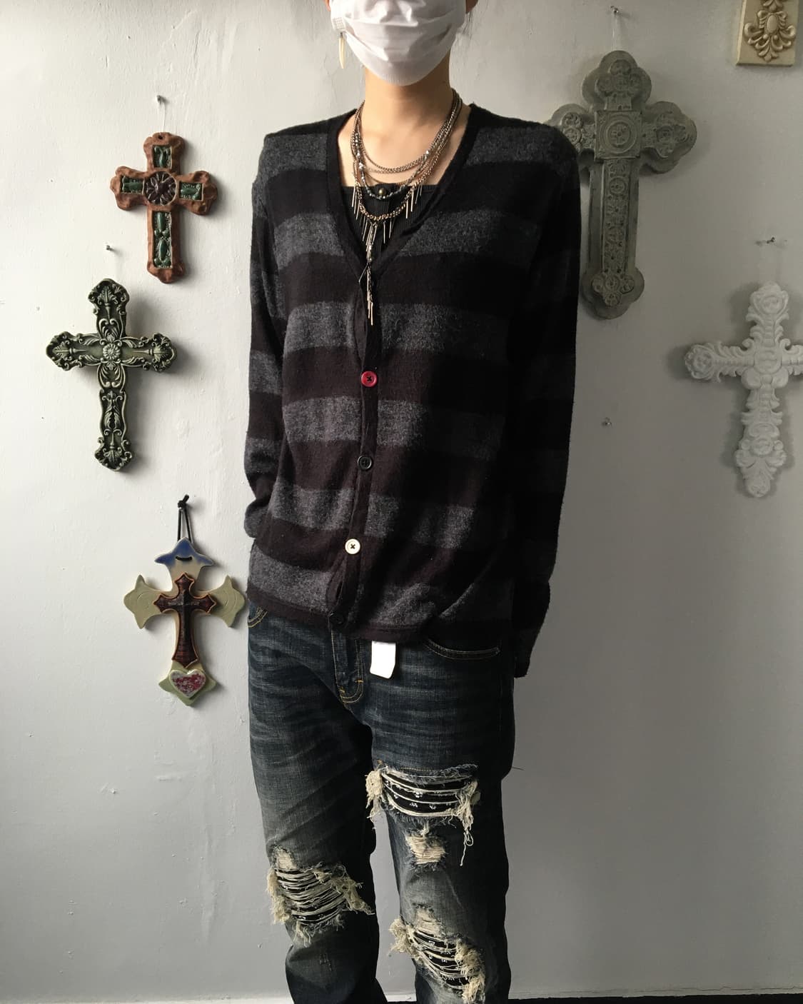 Stripe pattern knit cardigan 상품이미지5