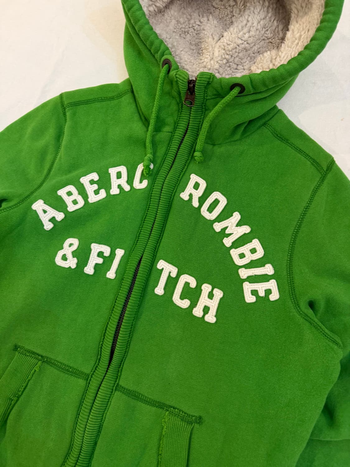 아베크롬비 딱붙핏 양털 울프죠 후드집업 그린 상품이미지2