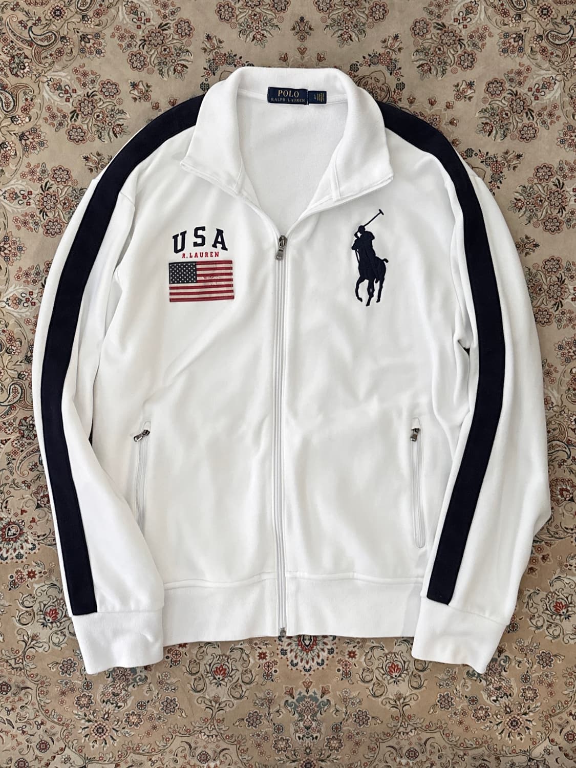 폴로 랄프로렌 화이트 USA 성조기 빅포니 집업 상품이미지2