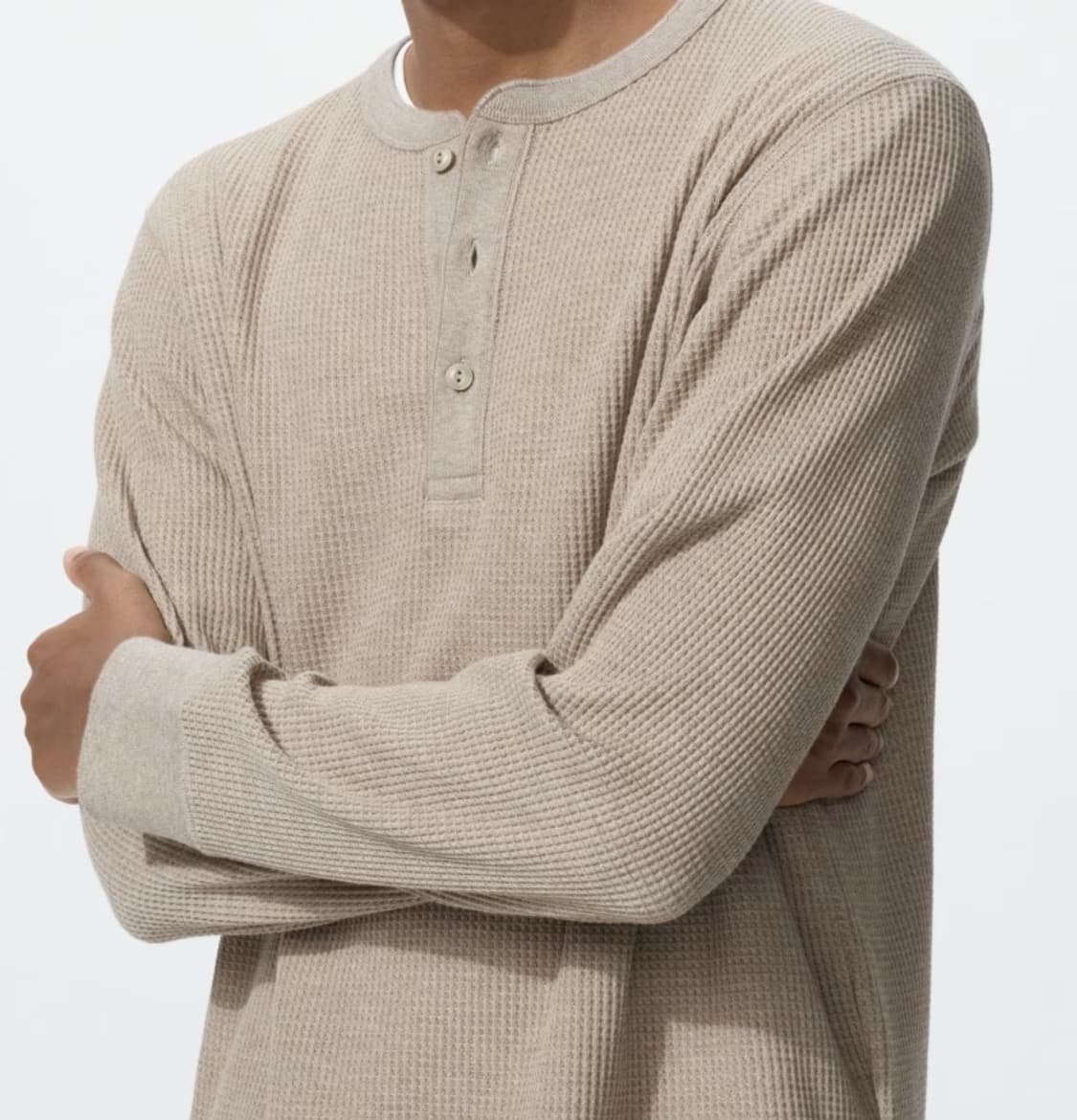 유니클로 와플 헨리넥 M (올리브, 블랙, 베이지) 상품이미지3