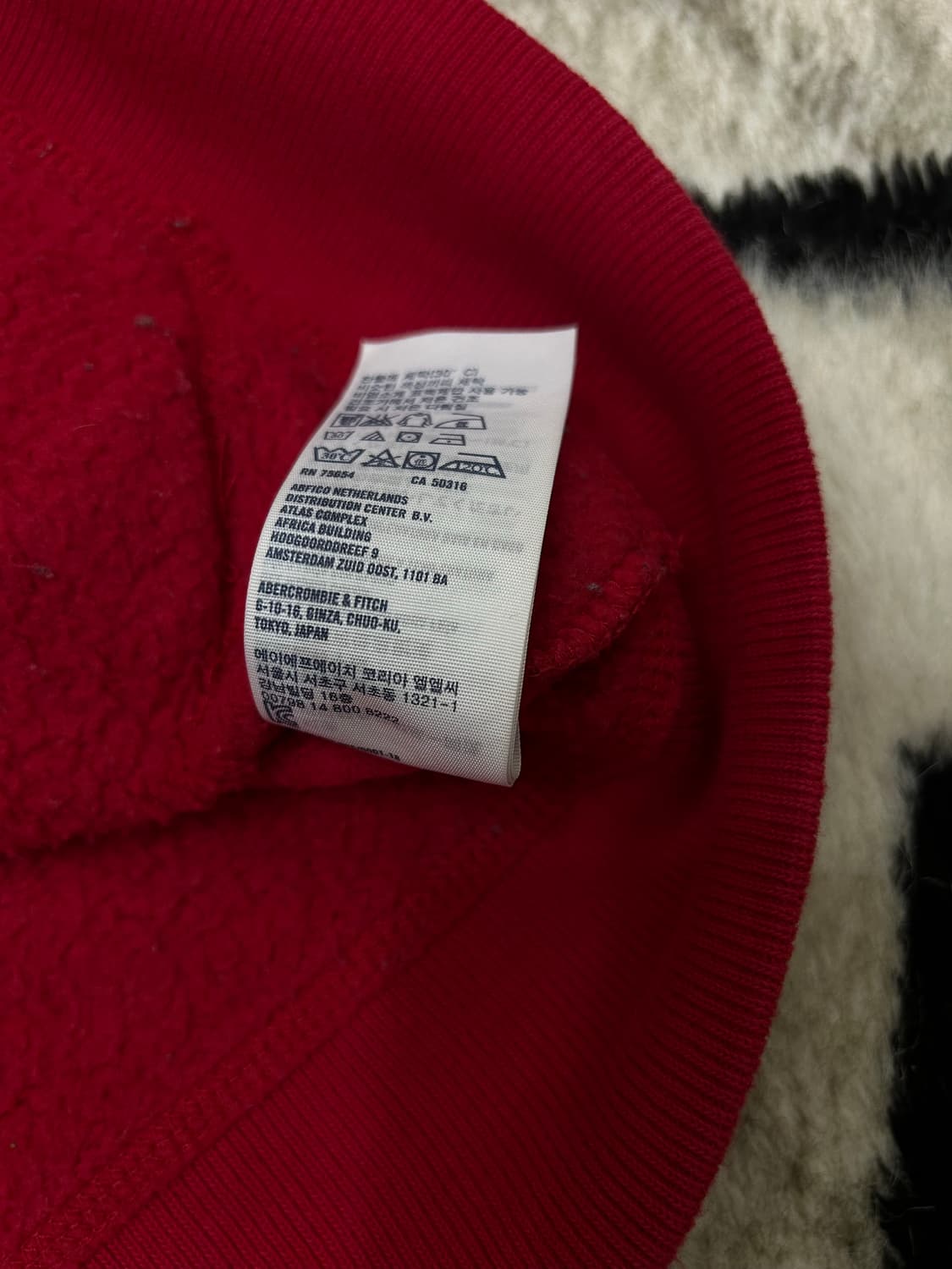 [실측S]아베크롬비 스펠아웃 후드집업/레드/기모 상품이미지6