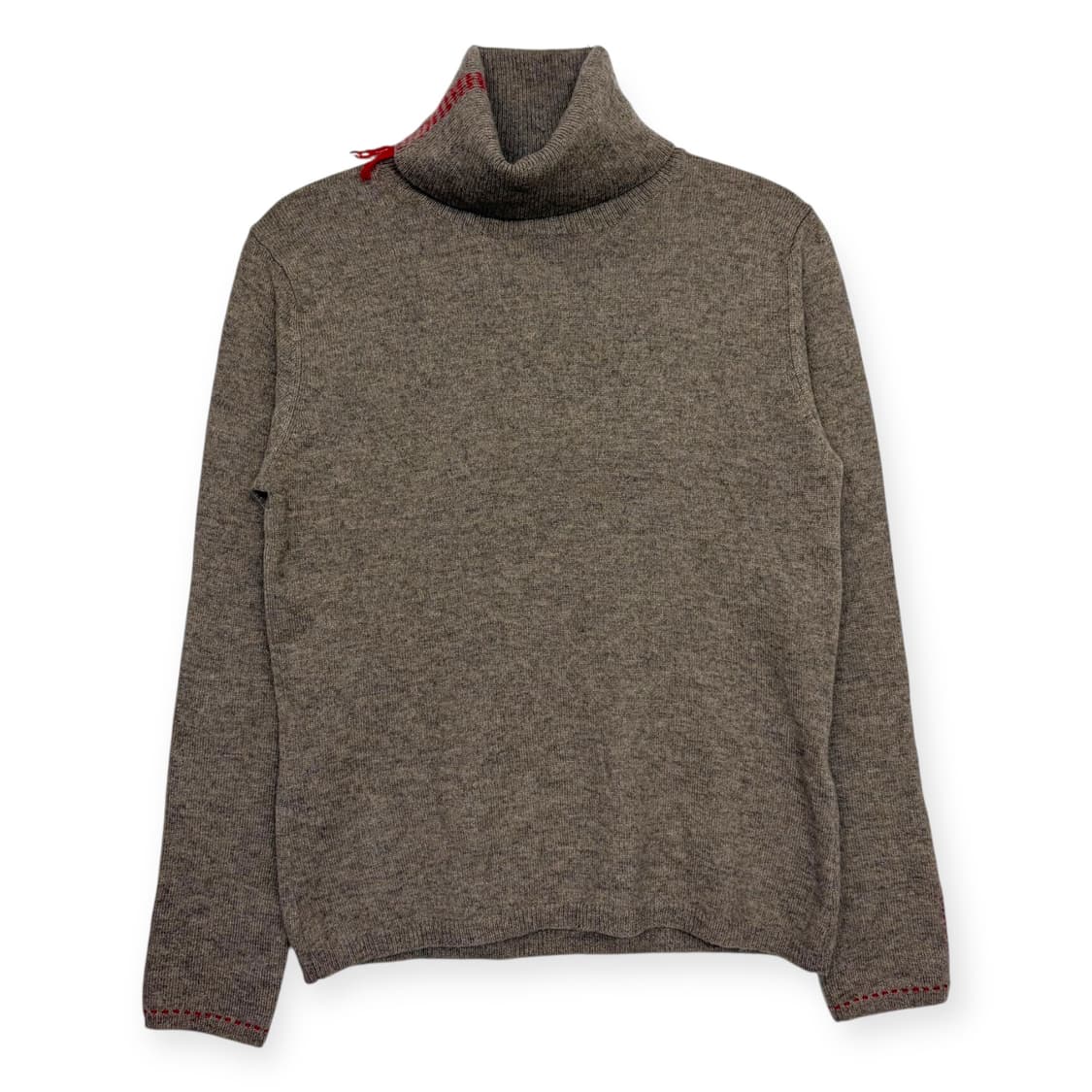 랑방 패턴 터틀넥 니트 티셔츠 상품이미지1