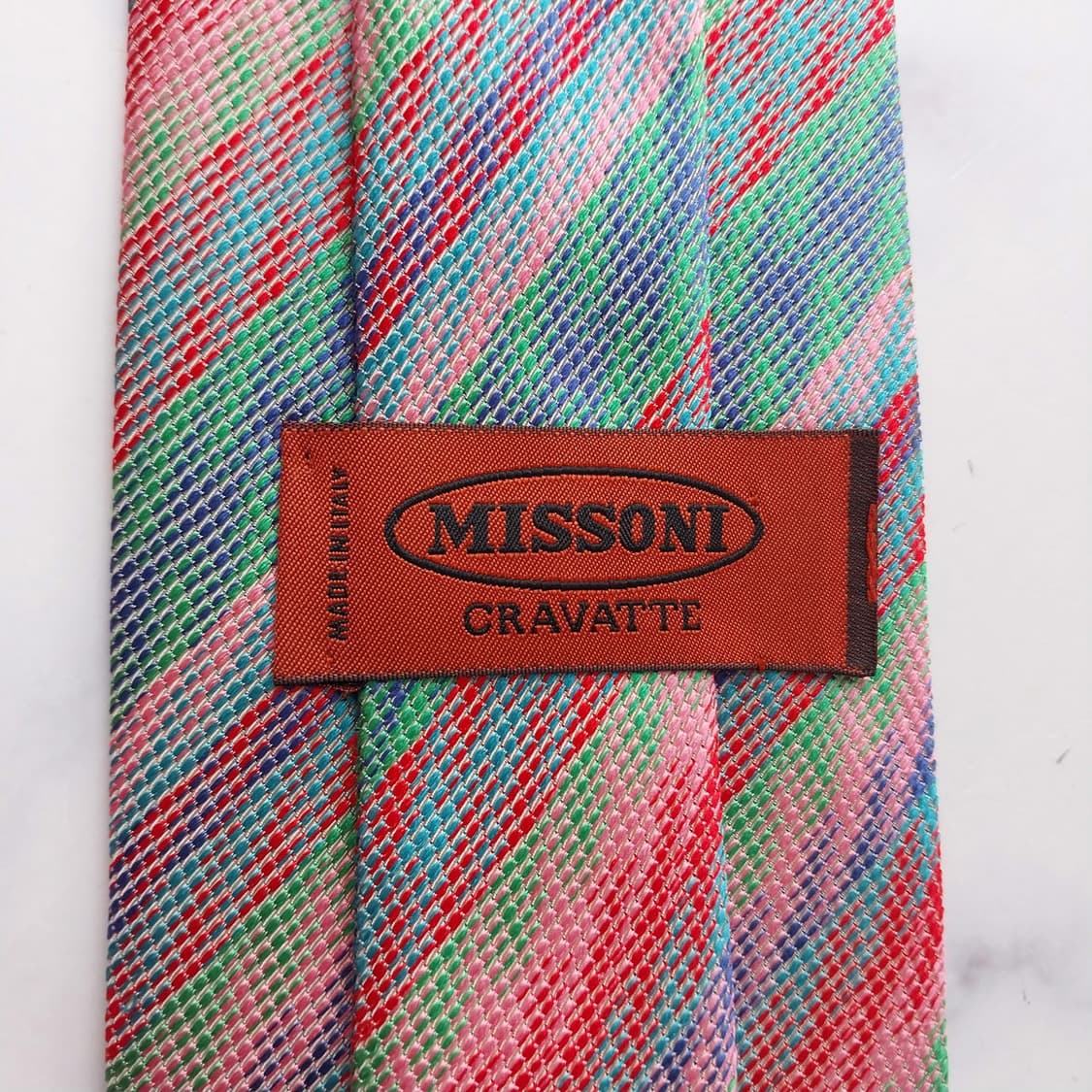 미쏘니 실크 핑크 멀티 스트라이프 넥타이 9.3cm A등급 K2124
 상품이미지6