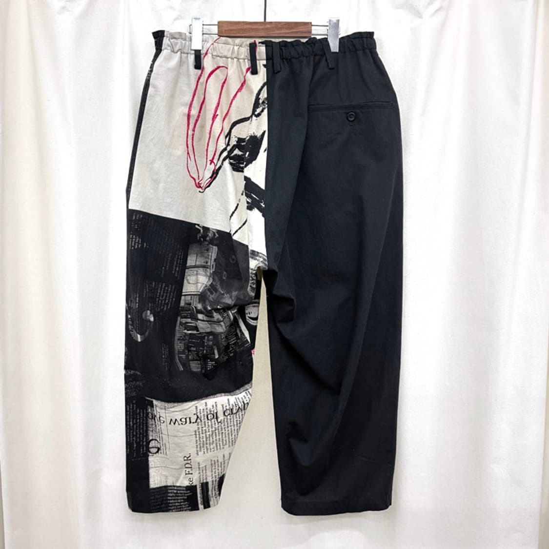 요지야마모토 뿌르옴므 뉴스페이퍼 아사쿠라 유카 드로잉 팬츠 상품이미지5