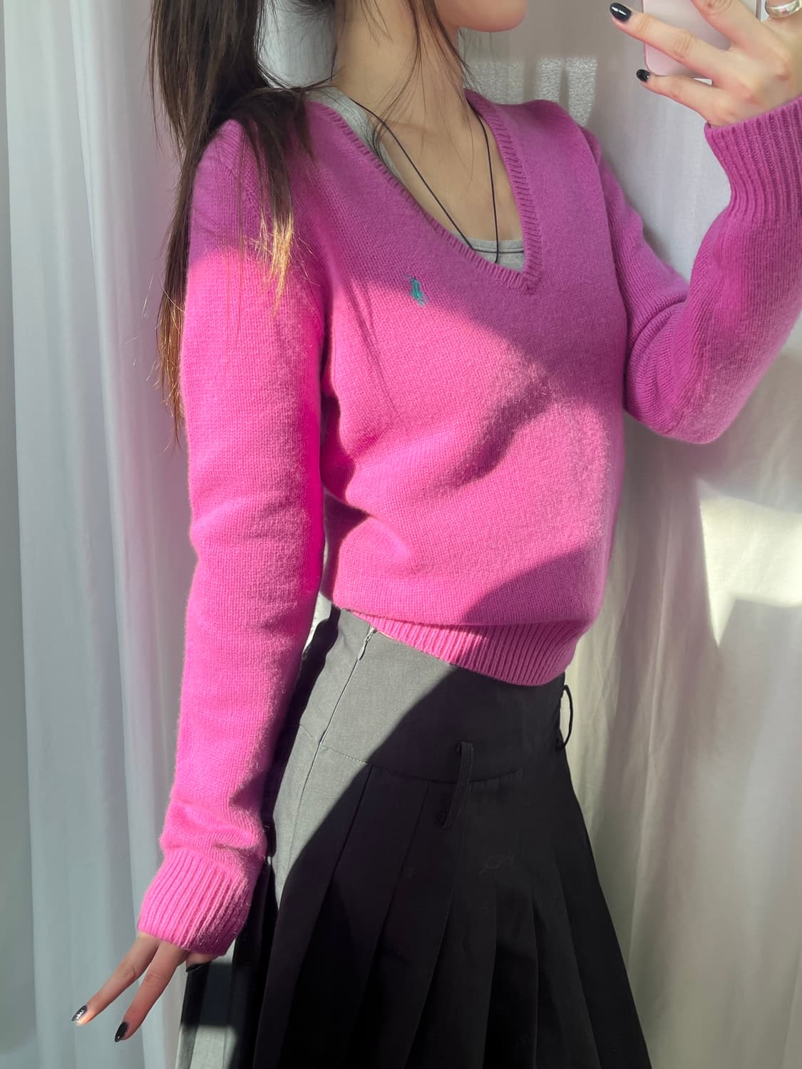 Polo 랄프로렌 울 캐시미어 핑크 브이넥 니트 상품이미지2