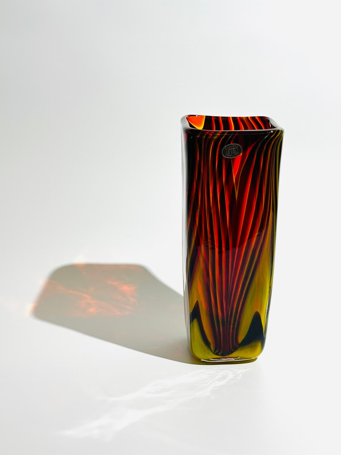 일본 빈티지 마르티 아트글라스 스퀘어 대형 화병 상품이미지6