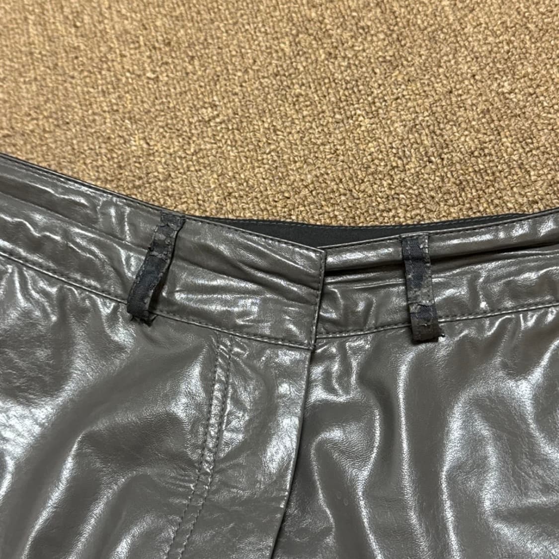 트리밍버드 커브드 레더팬츠 와이드팬츠 상품이미지2