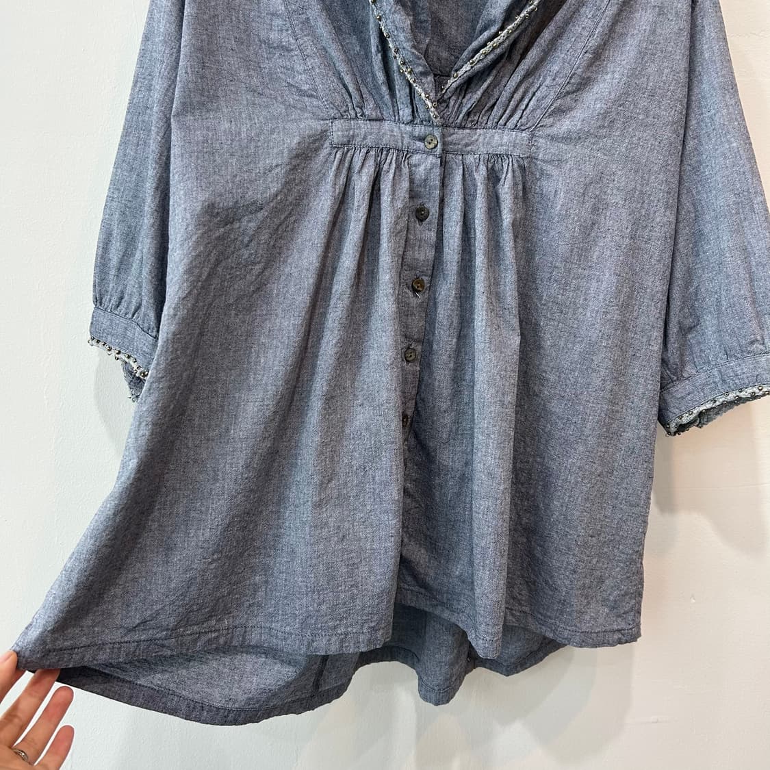 빈티지 코튼 모리 블라우스 상품이미지3