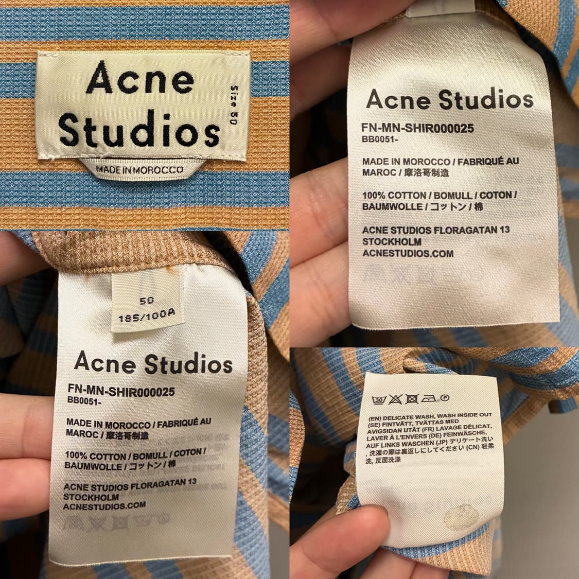 (50)Acne 아크네 스튜디오 사이먼 스트라이프 오픈카라 반팔셔츠 상품이미지9