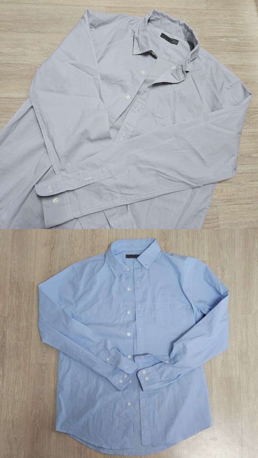 2장일괄 폴햄 셔츠 m 95 그레이 스카이블루 상품이미지1