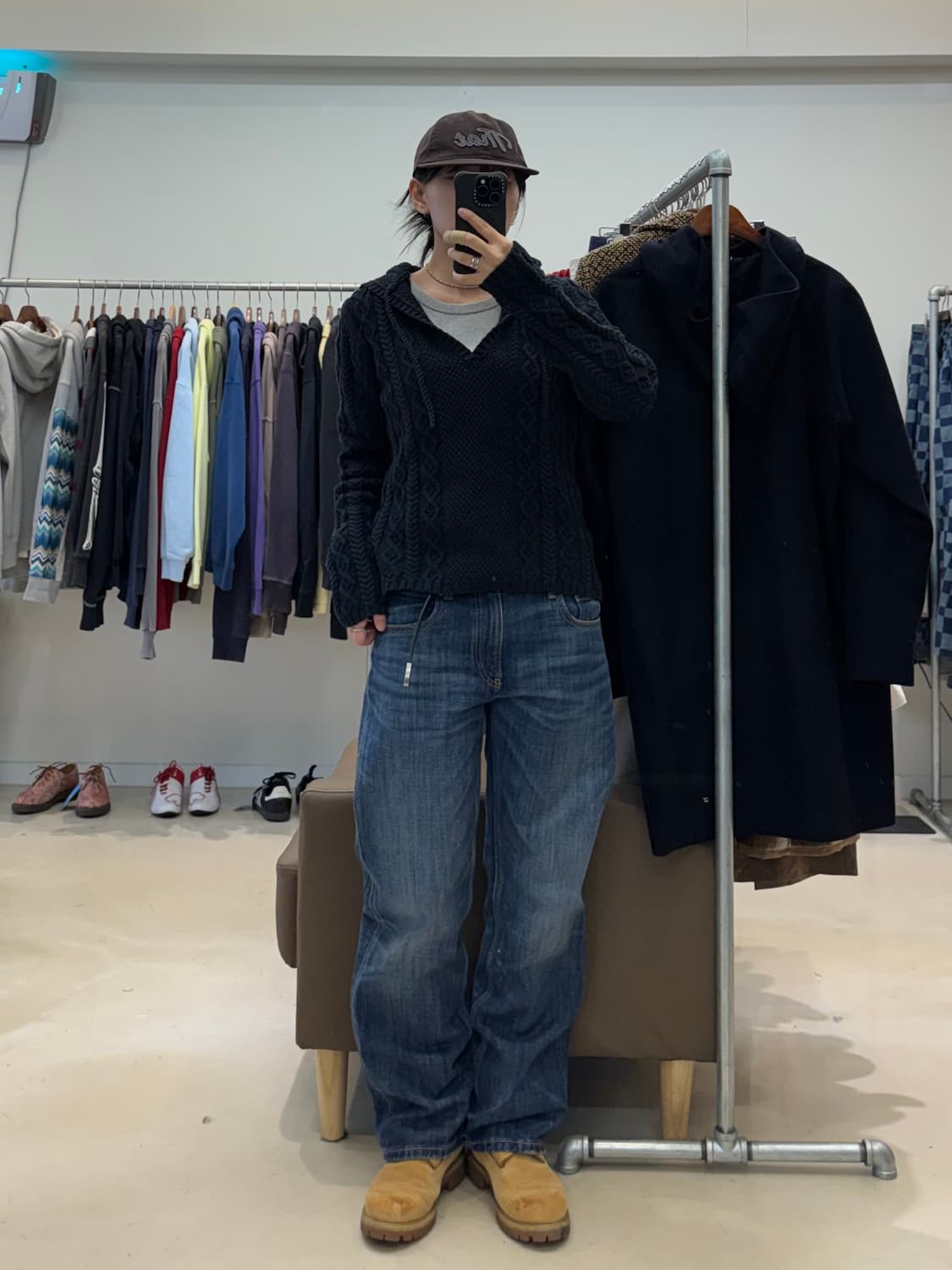 폴로 랄프로렌 진스 브이넥 케이블 니트 후드 상품이미지6