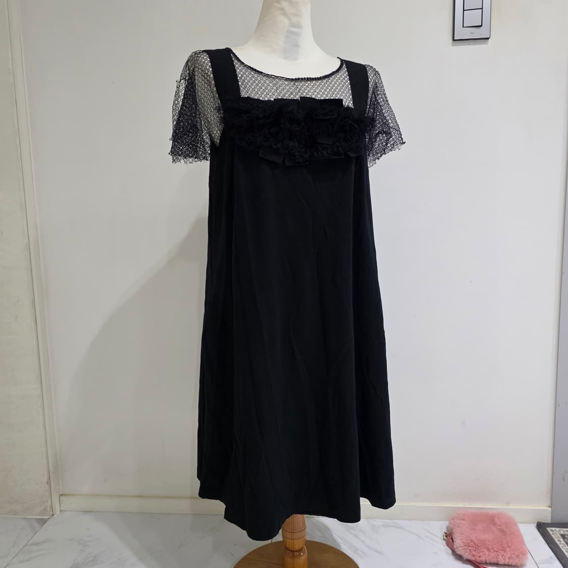 레드발렌티노 일본판 고전빈티지)블랙 레이스 러플 로맨틱 원피스 상품이미지3