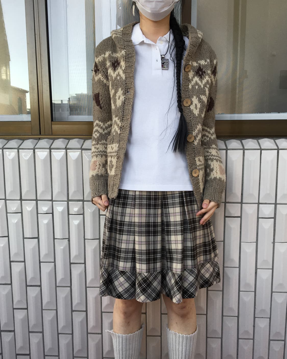 Nordic pattern hood knit cardigan 상품이미지5