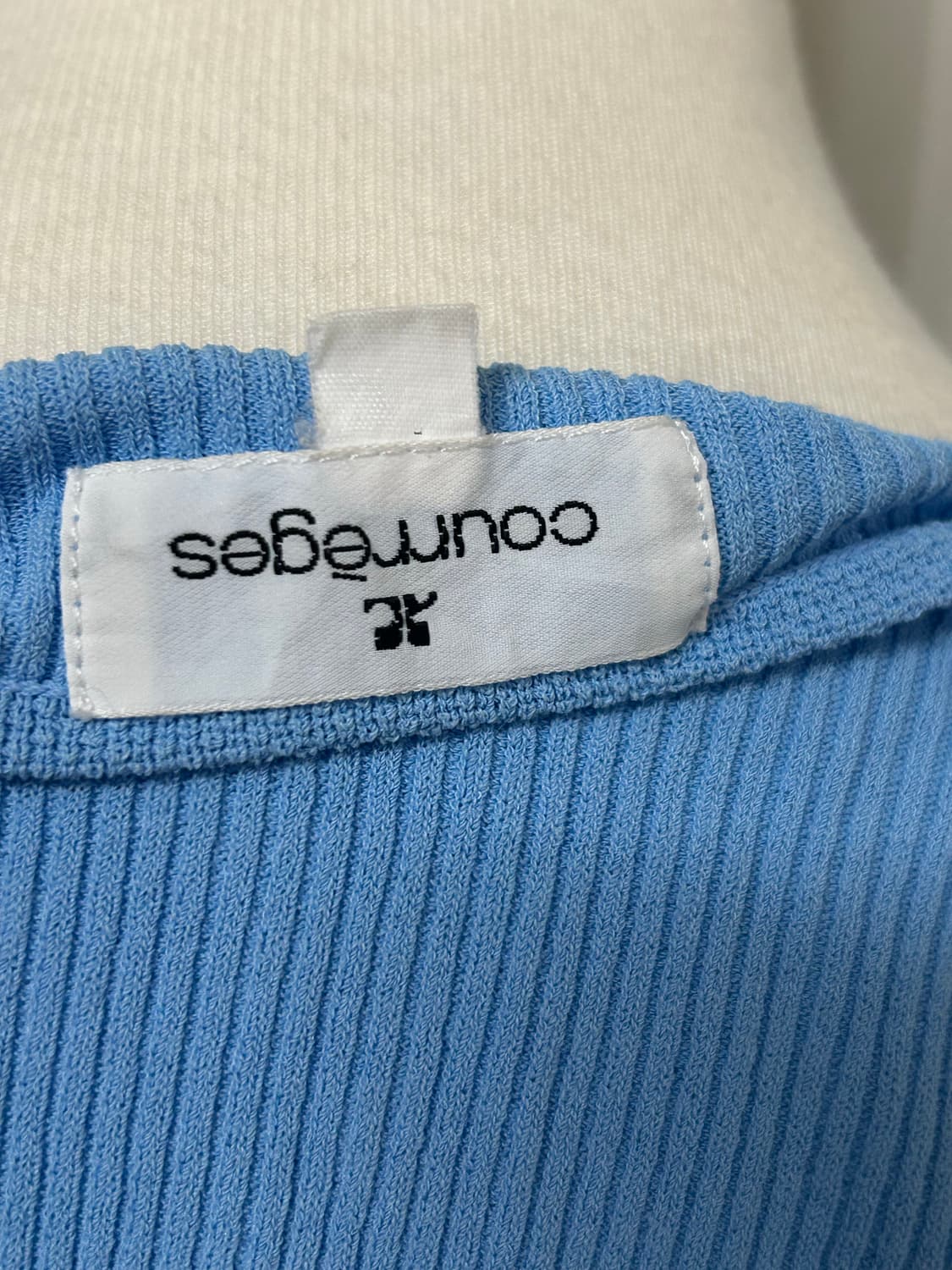 꾸레쥬 리브 골지 니트반팔 스카이블루 상품이미지4