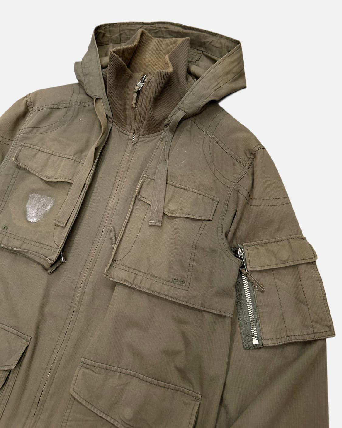 khaki military pocket hood jacket 상품이미지2