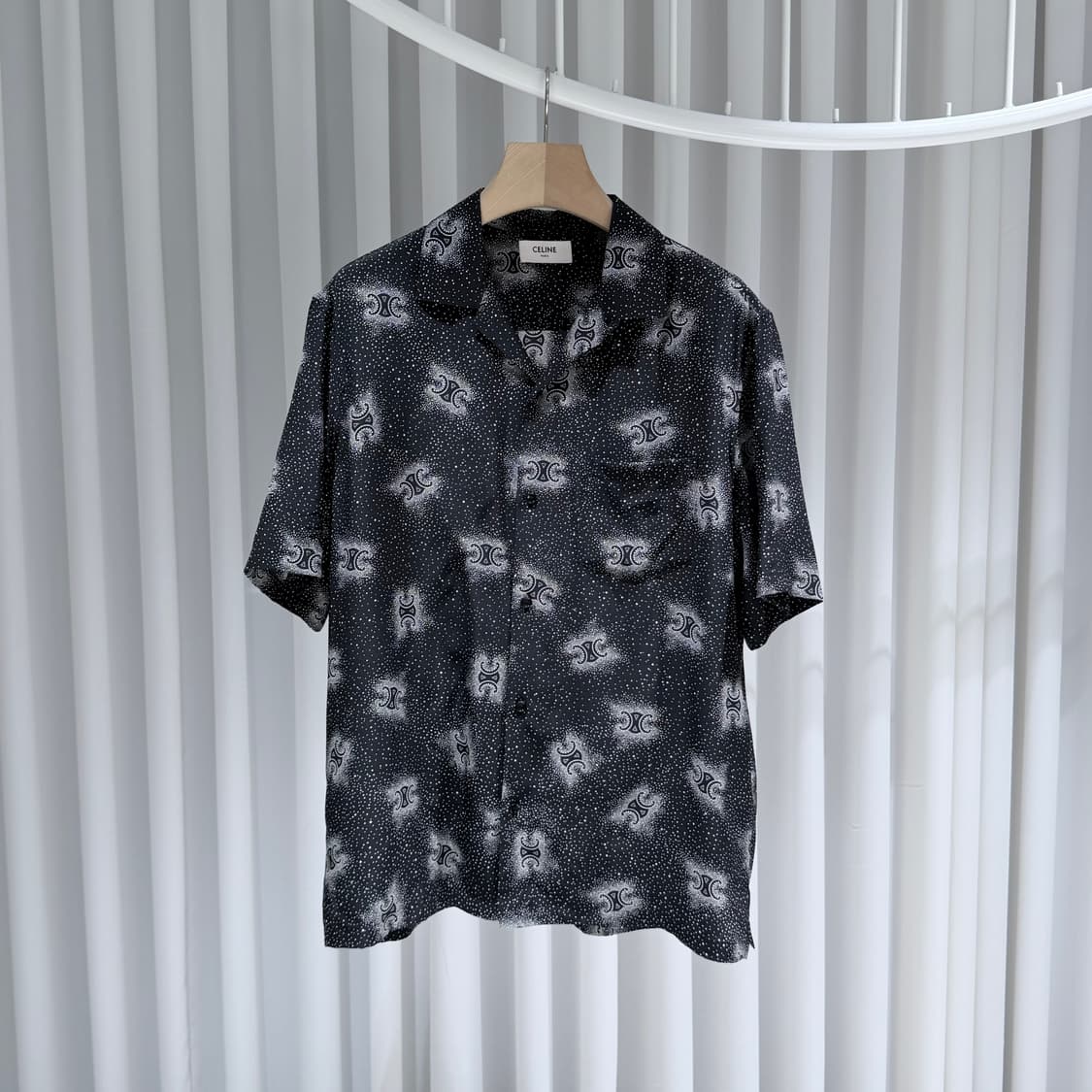 (A+/39) / 셀린느 로고 프린트 폴카 도트 실크 셔츠 상품이미지1